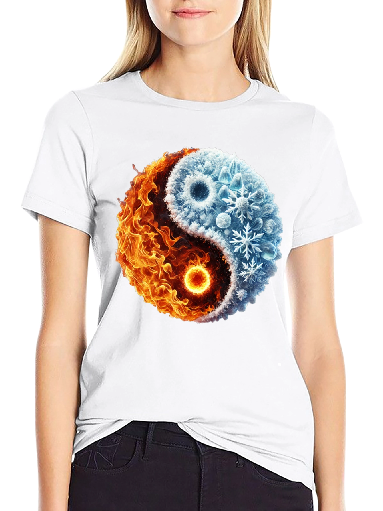 Yin Yang Fire and Ice Graphic T-Shirt