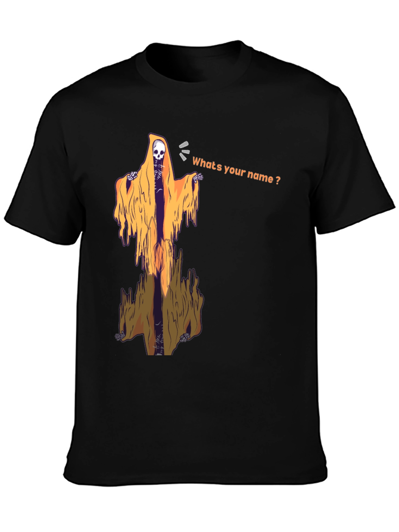Grim Reaper Skeleton Graphic Print Black Tee