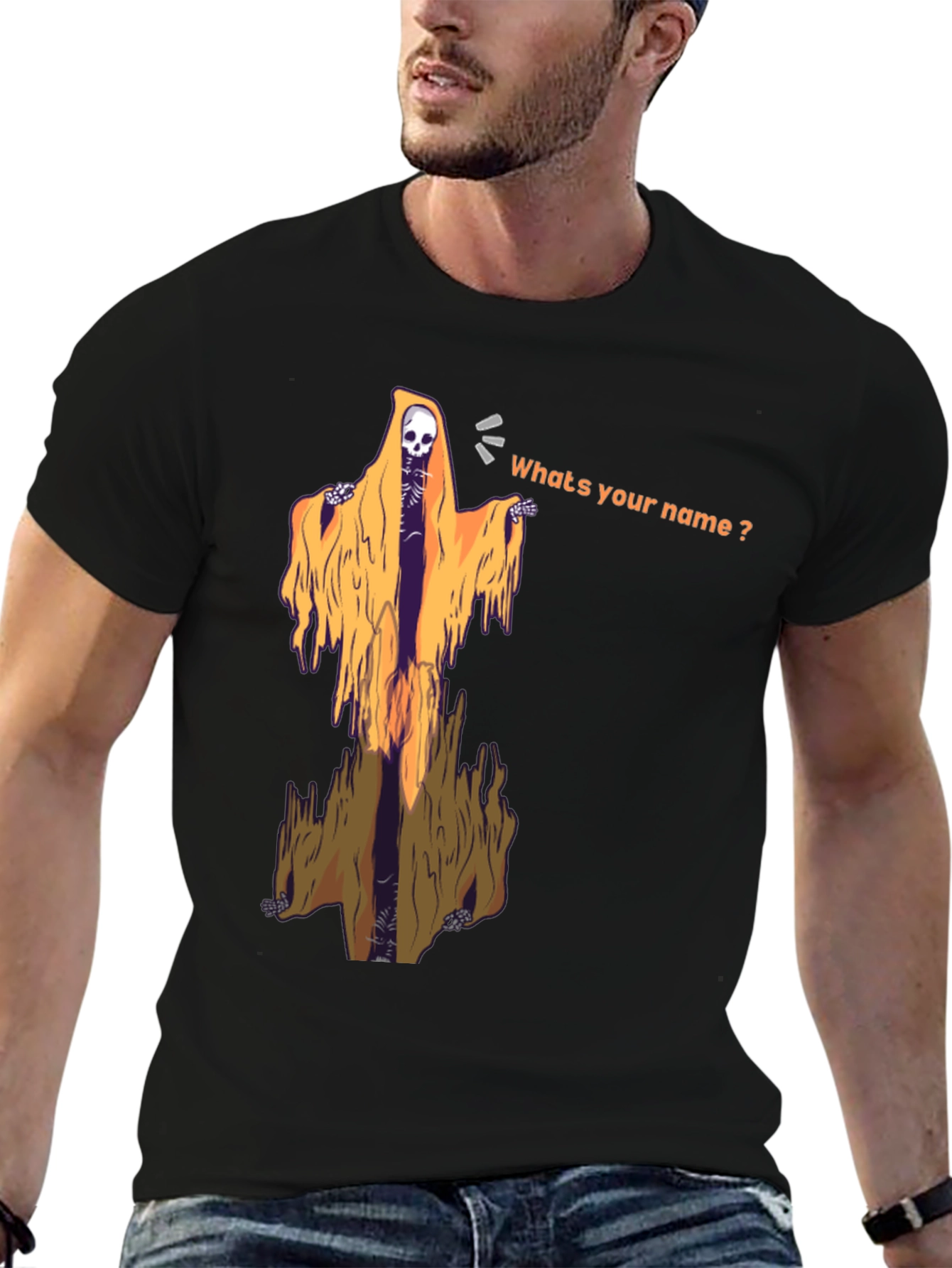 Grim Reaper Skeleton Graphic Print Black Tee