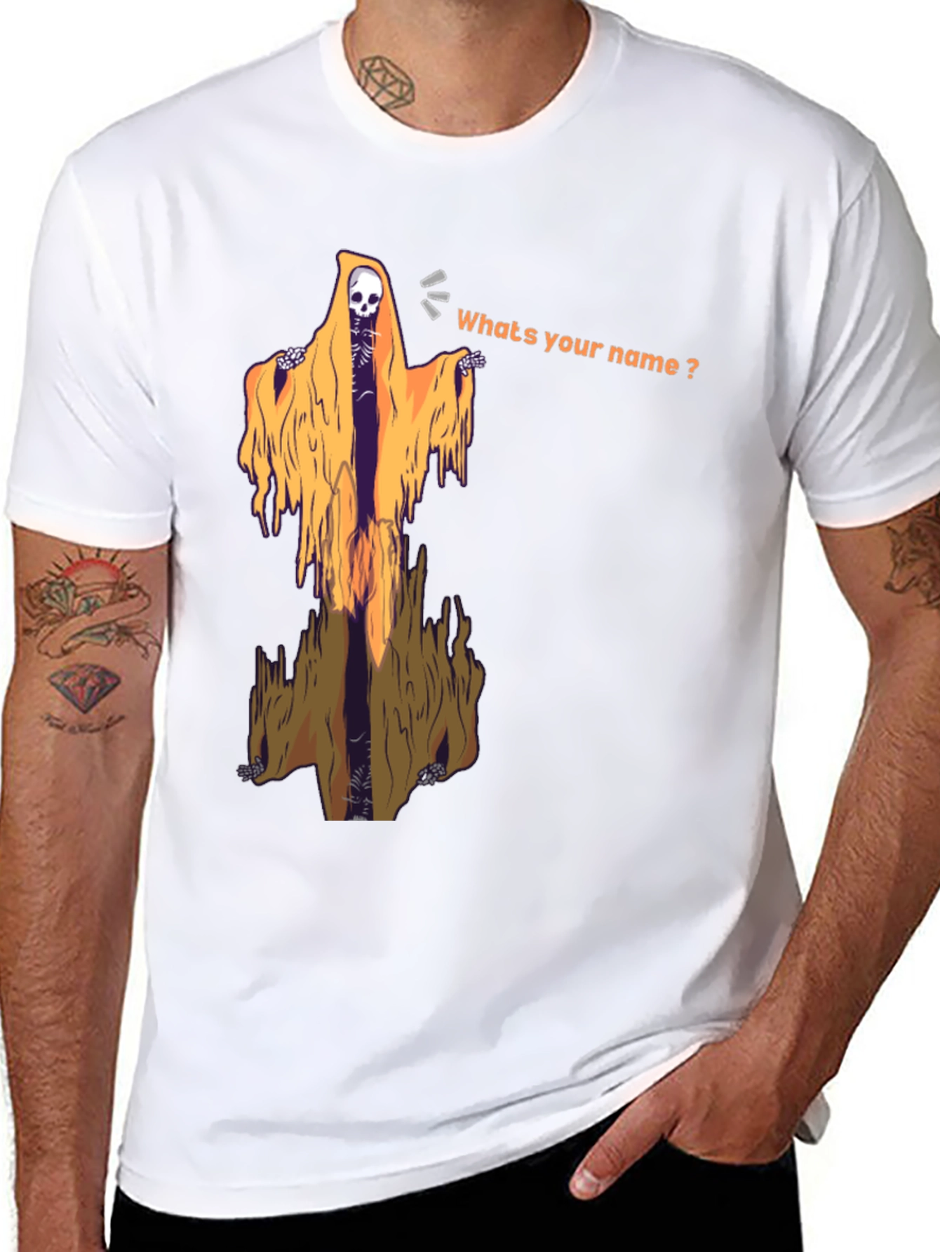 Grim Reaper Skeleton Graphic Print Black Tee