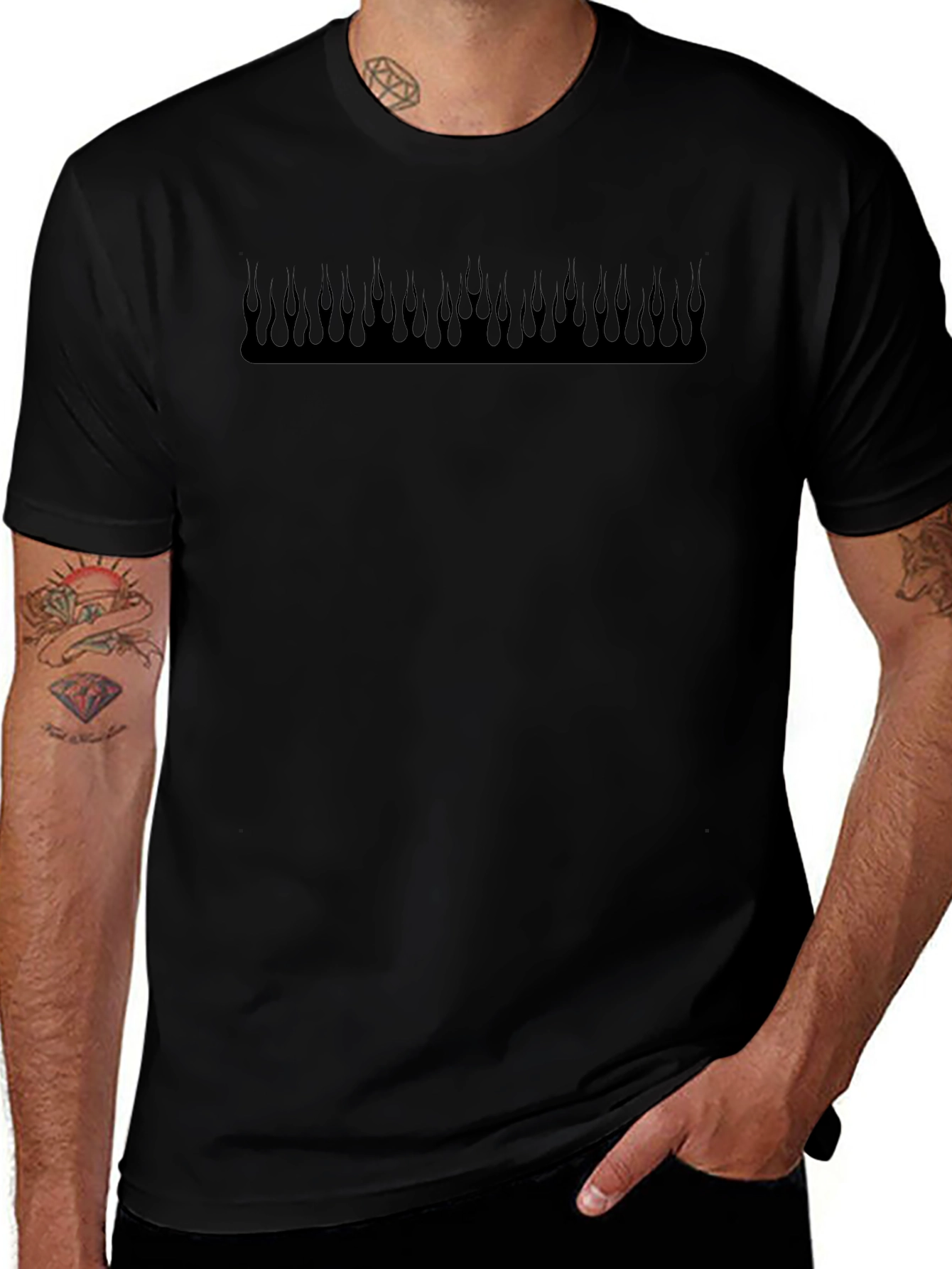 Mens Black Flame Graphic Tee