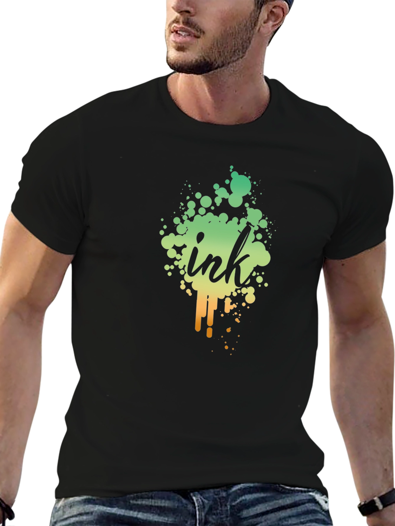 Ink Splatter Graphic Black T-Shirt
