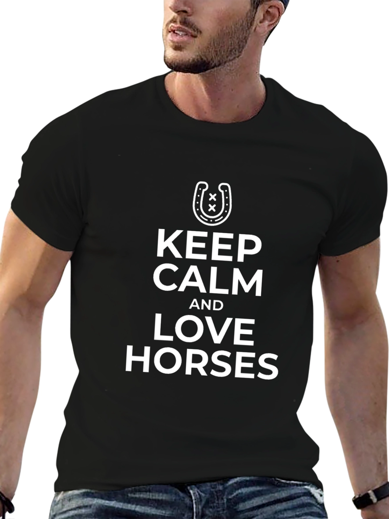 Keep Calm and Love Horses Black T-Shirt