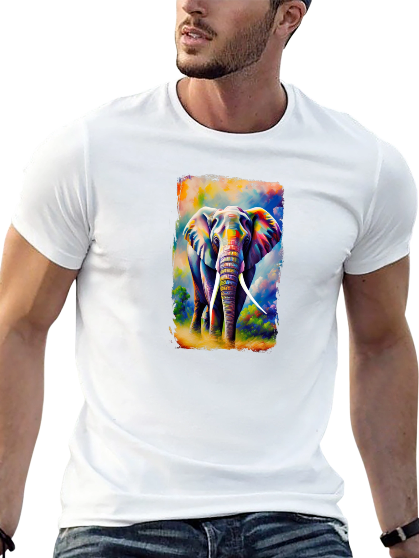 Colorful Elephant Graphic T-Shirt