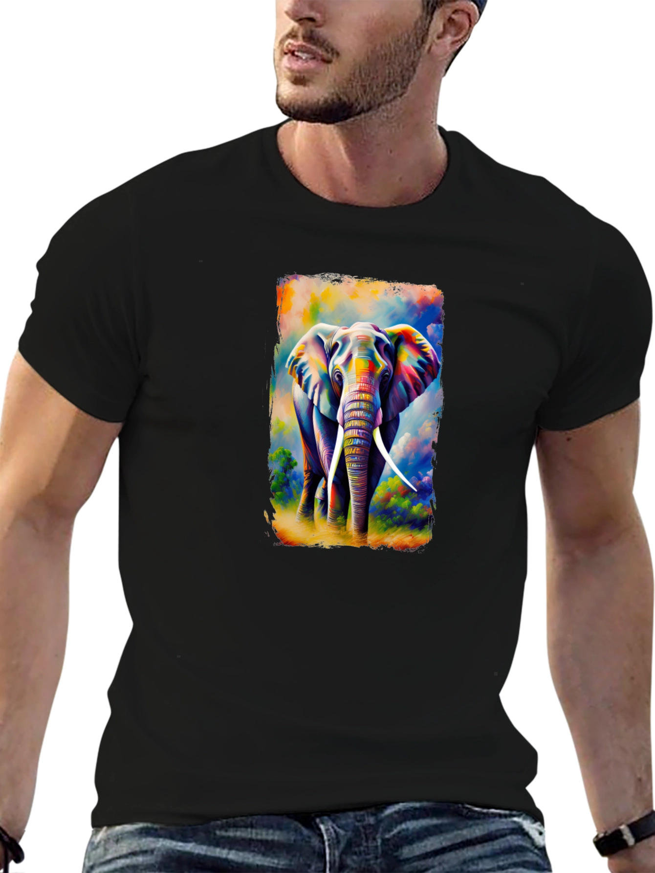 Colorful Elephant Graphic T-Shirt