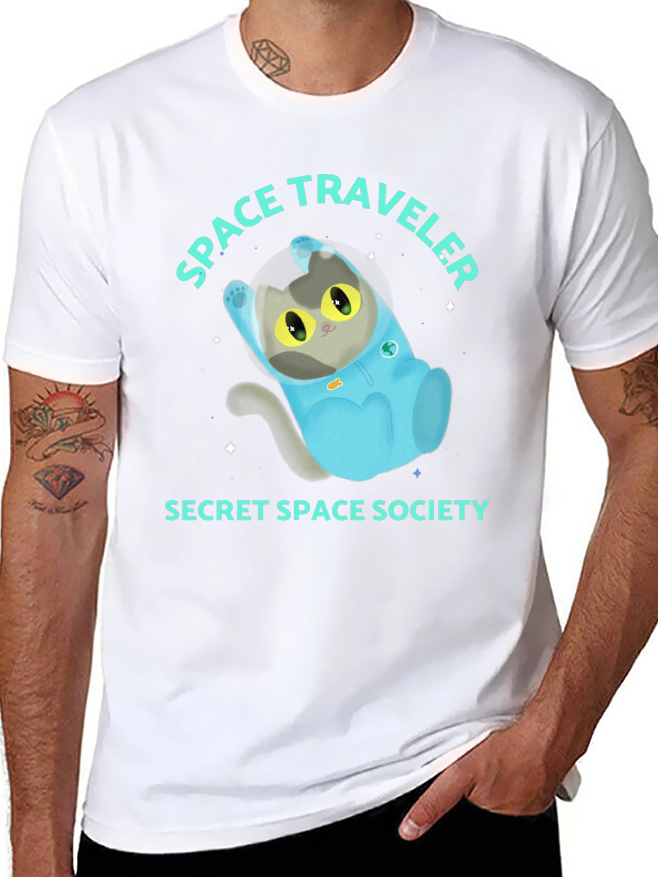 Space Traveler Cat Graphic Tee - Secret Society