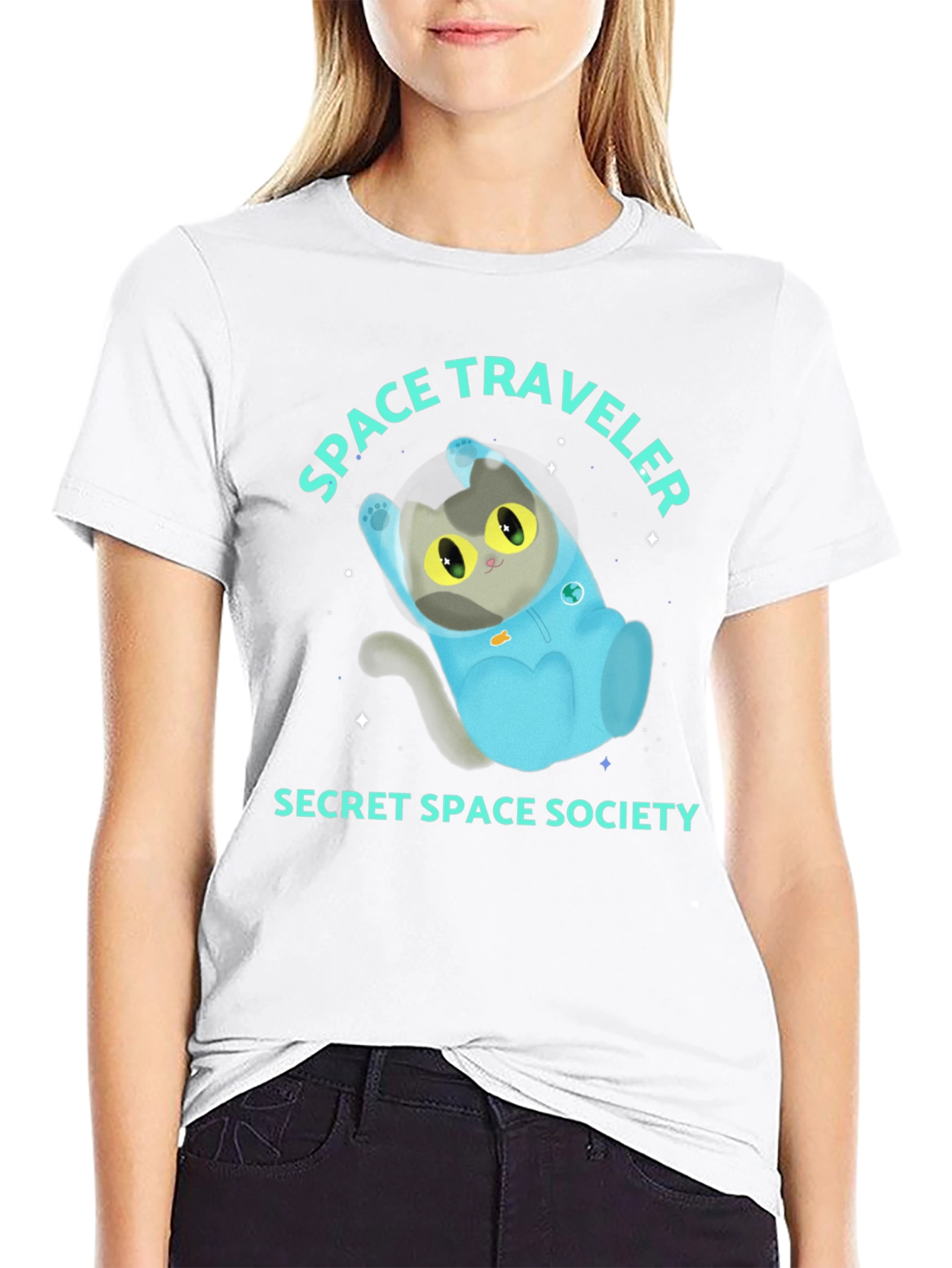 Space Traveler Cat Graphic Tee - Secret Society
