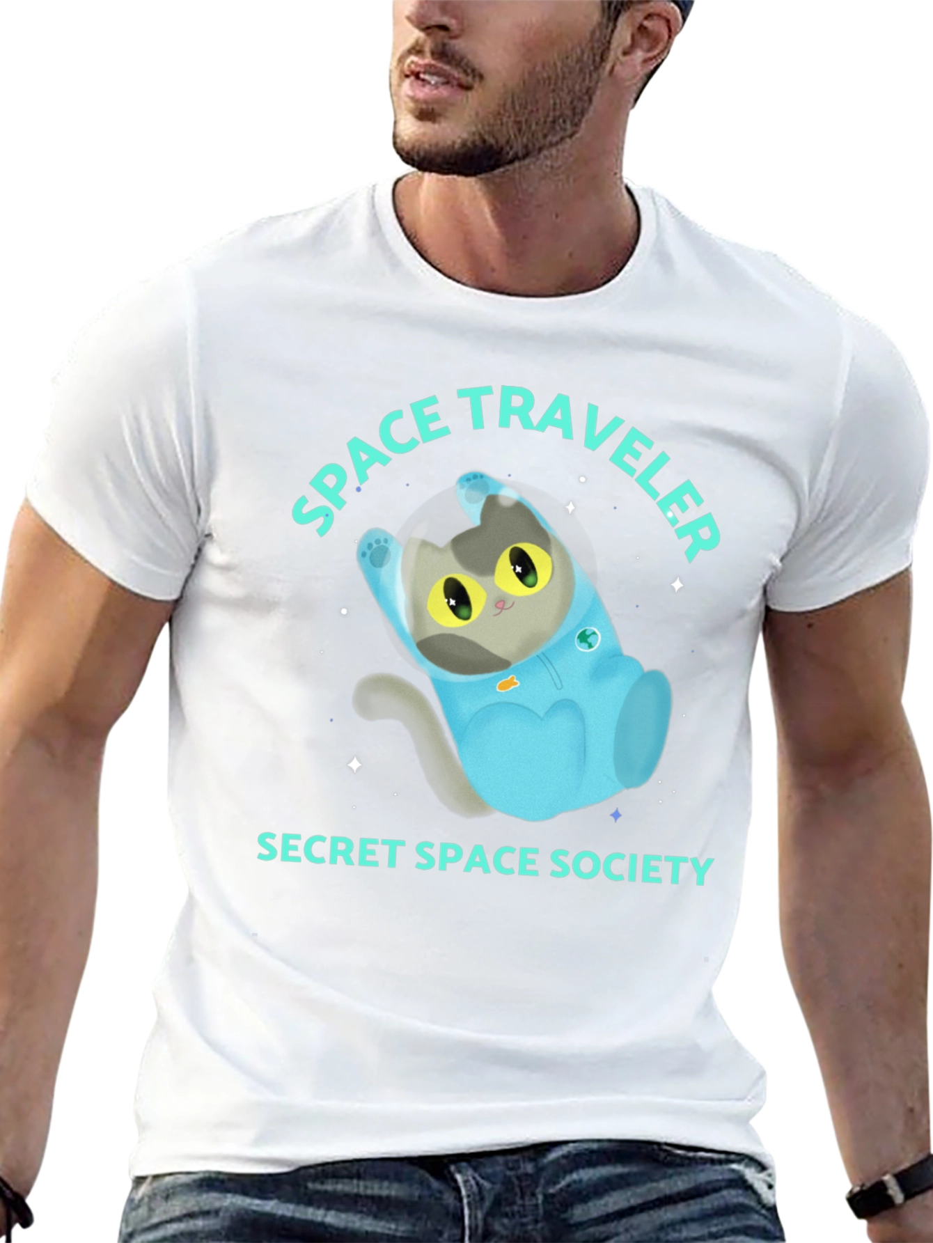 Space Traveler Cat Graphic Tee - Secret Society