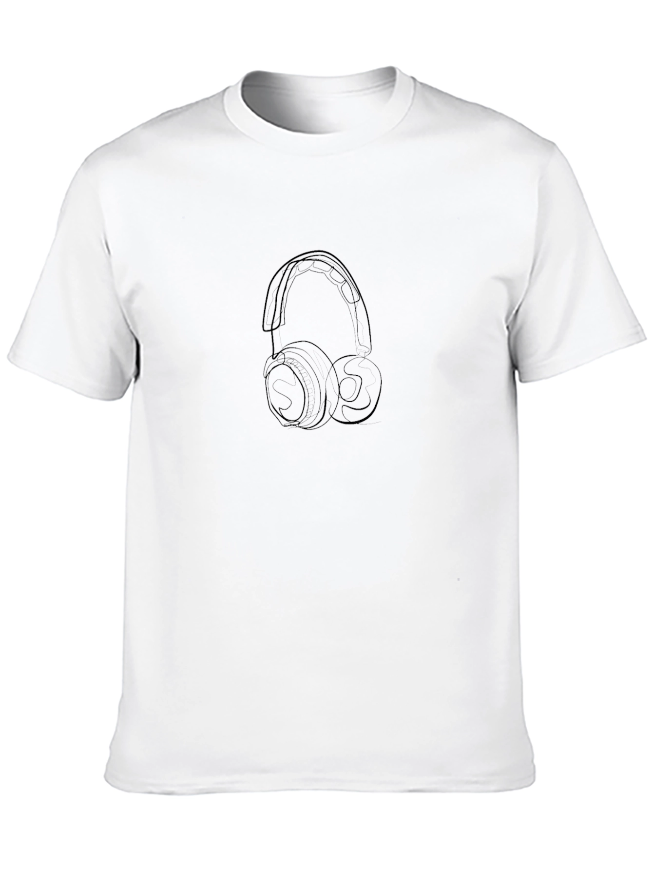 Black Headphone Outline Graphic Tee