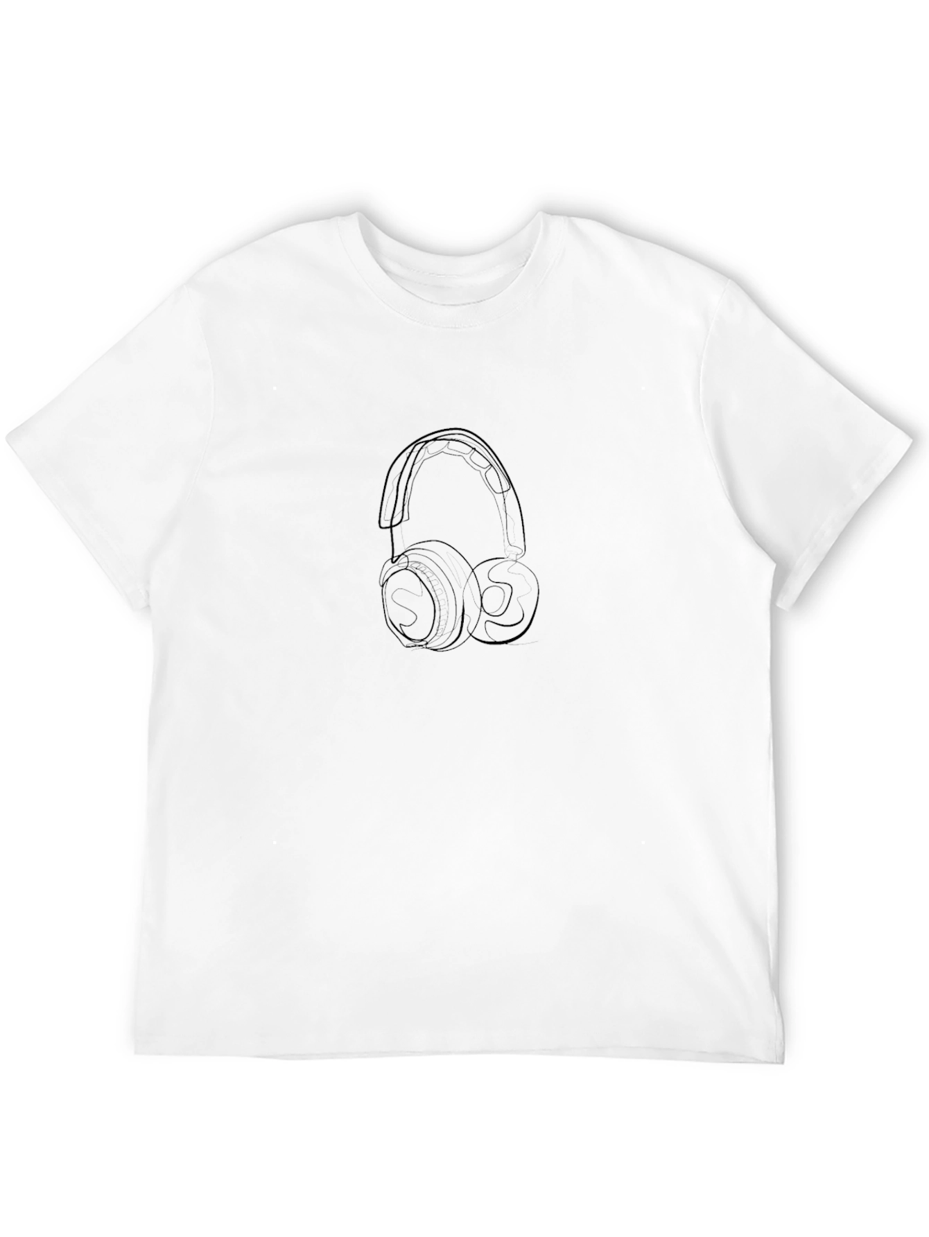 Black Headphone Outline Graphic Tee