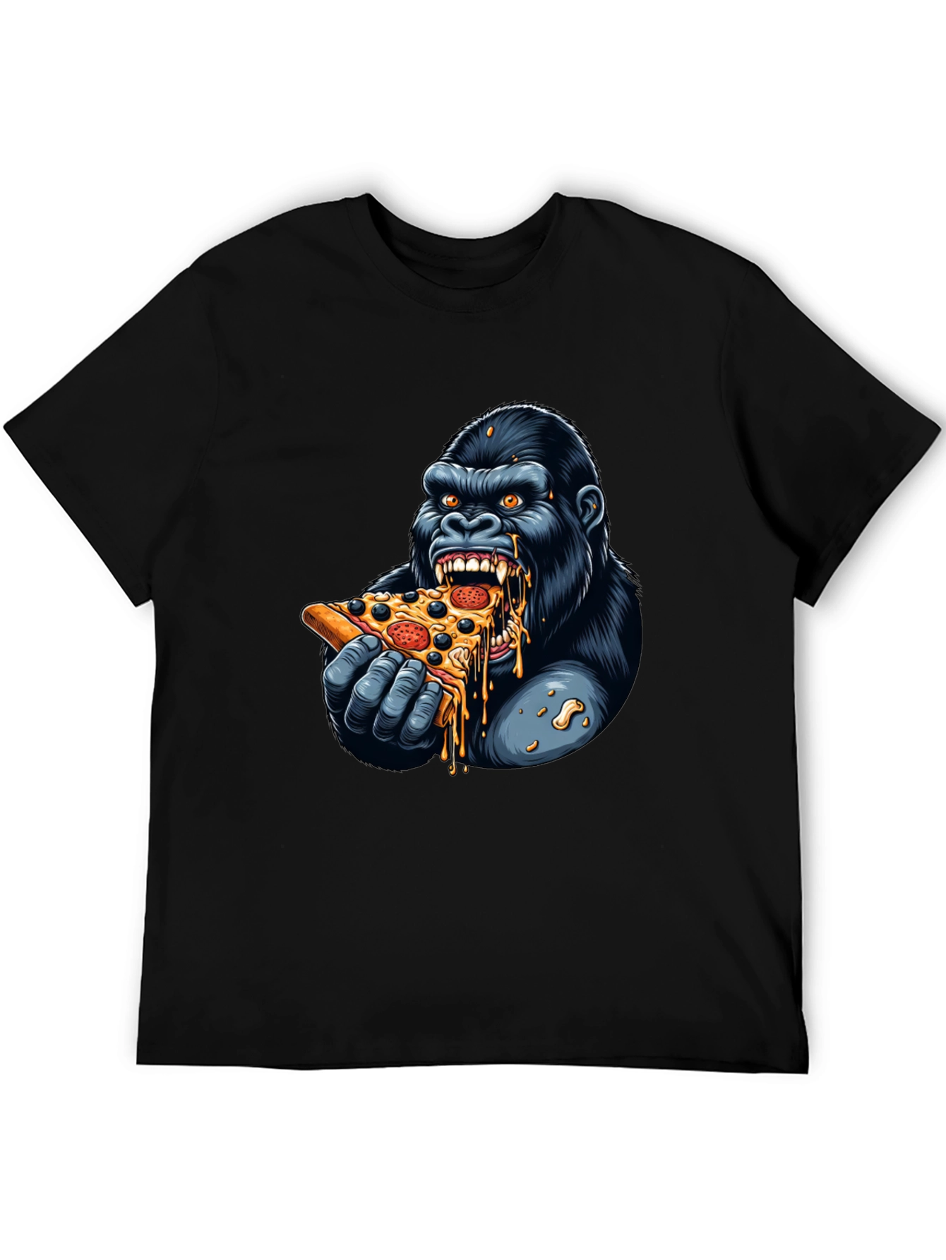 Gorilla Eating Pizza Graphic T-Shirt