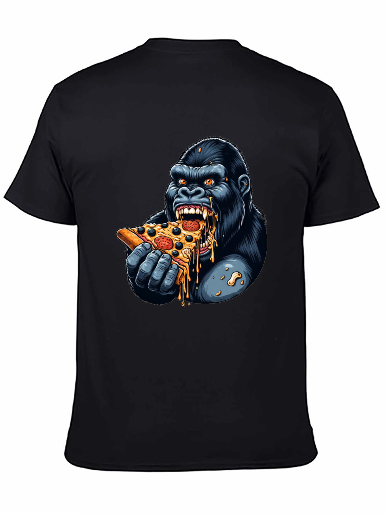 Gorilla Eating Pizza Graphic T-Shirt