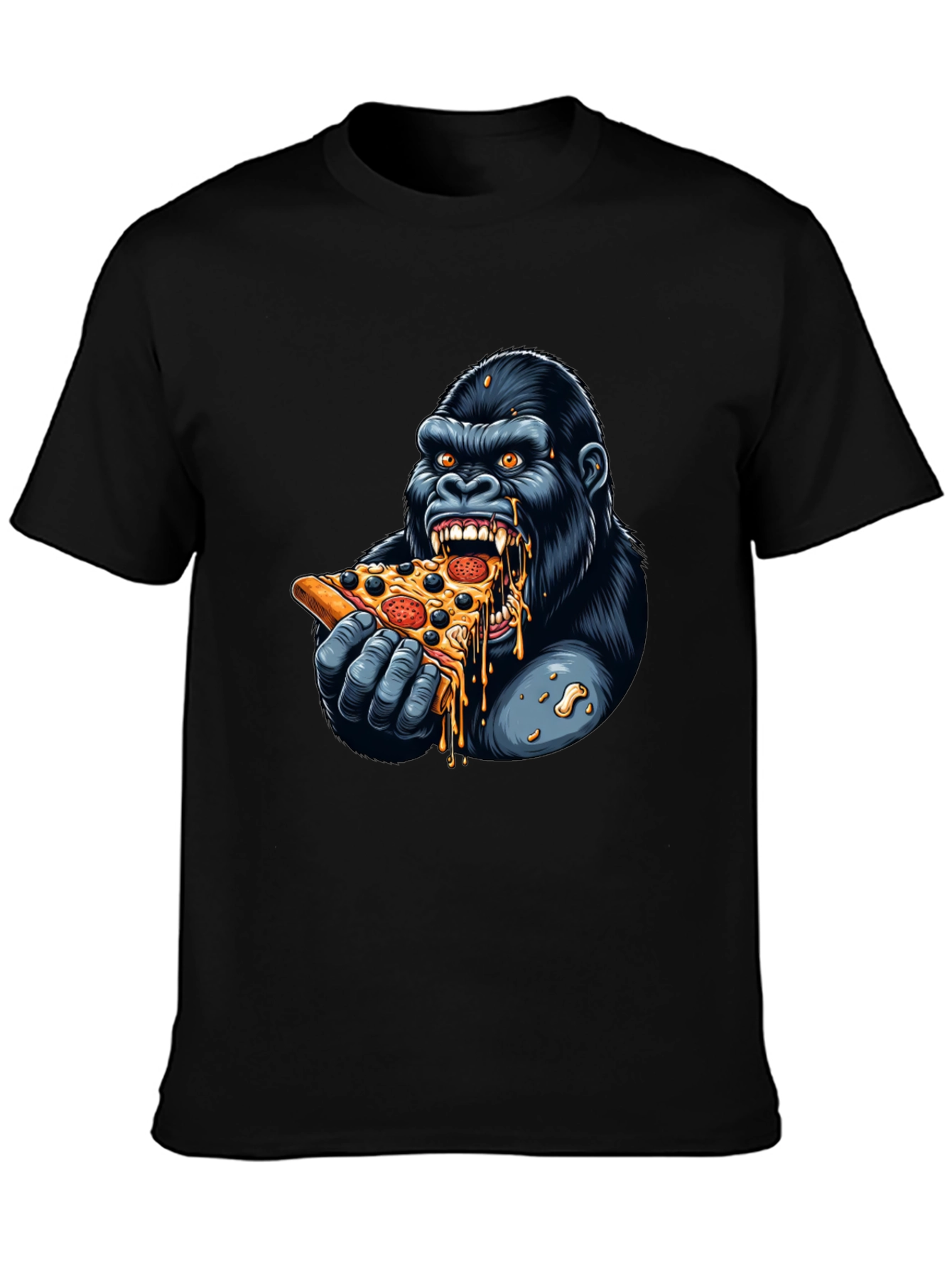 Gorilla Eating Pizza Graphic T-Shirt