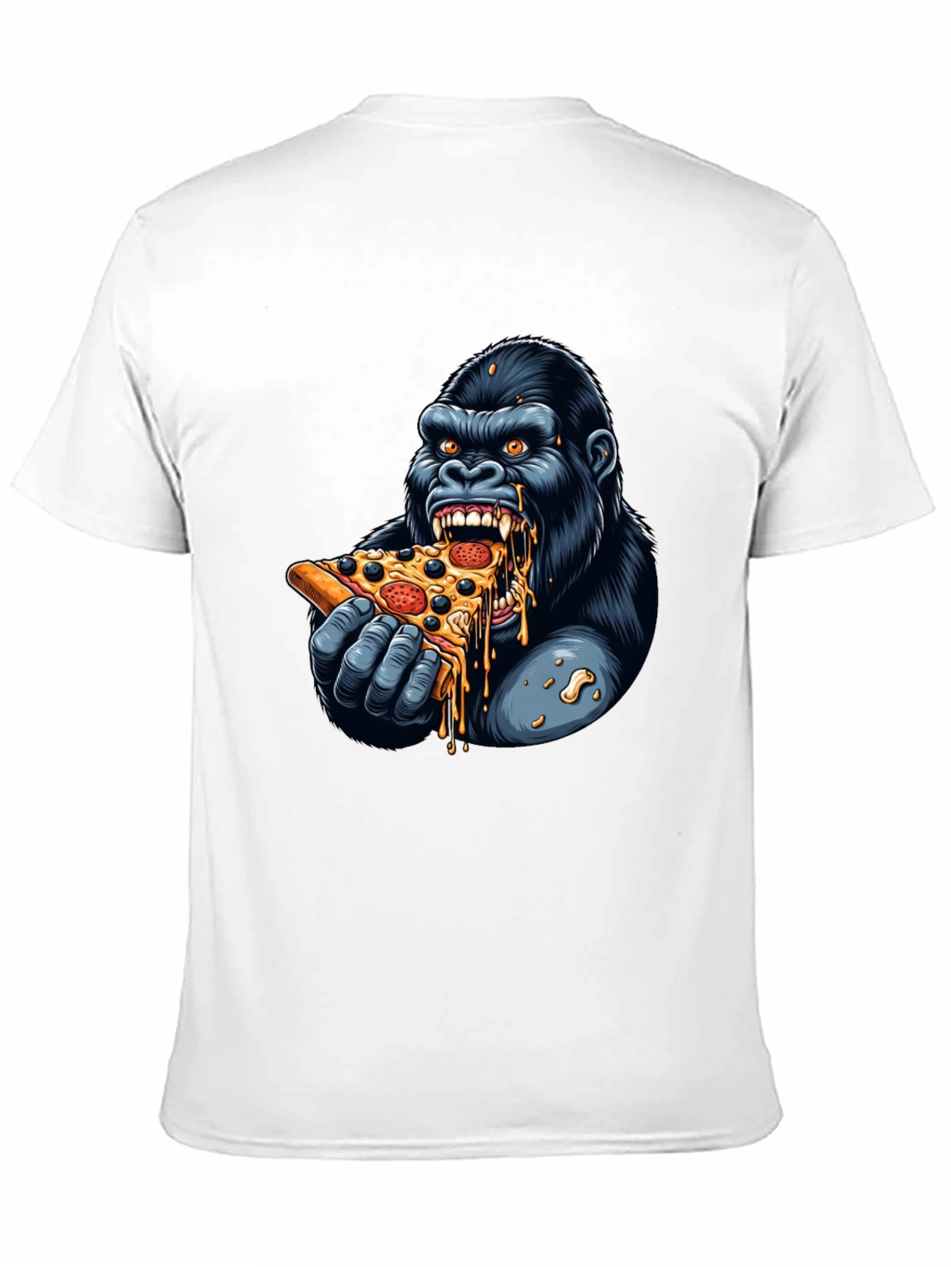 Gorilla Eating Pizza Graphic T-Shirt