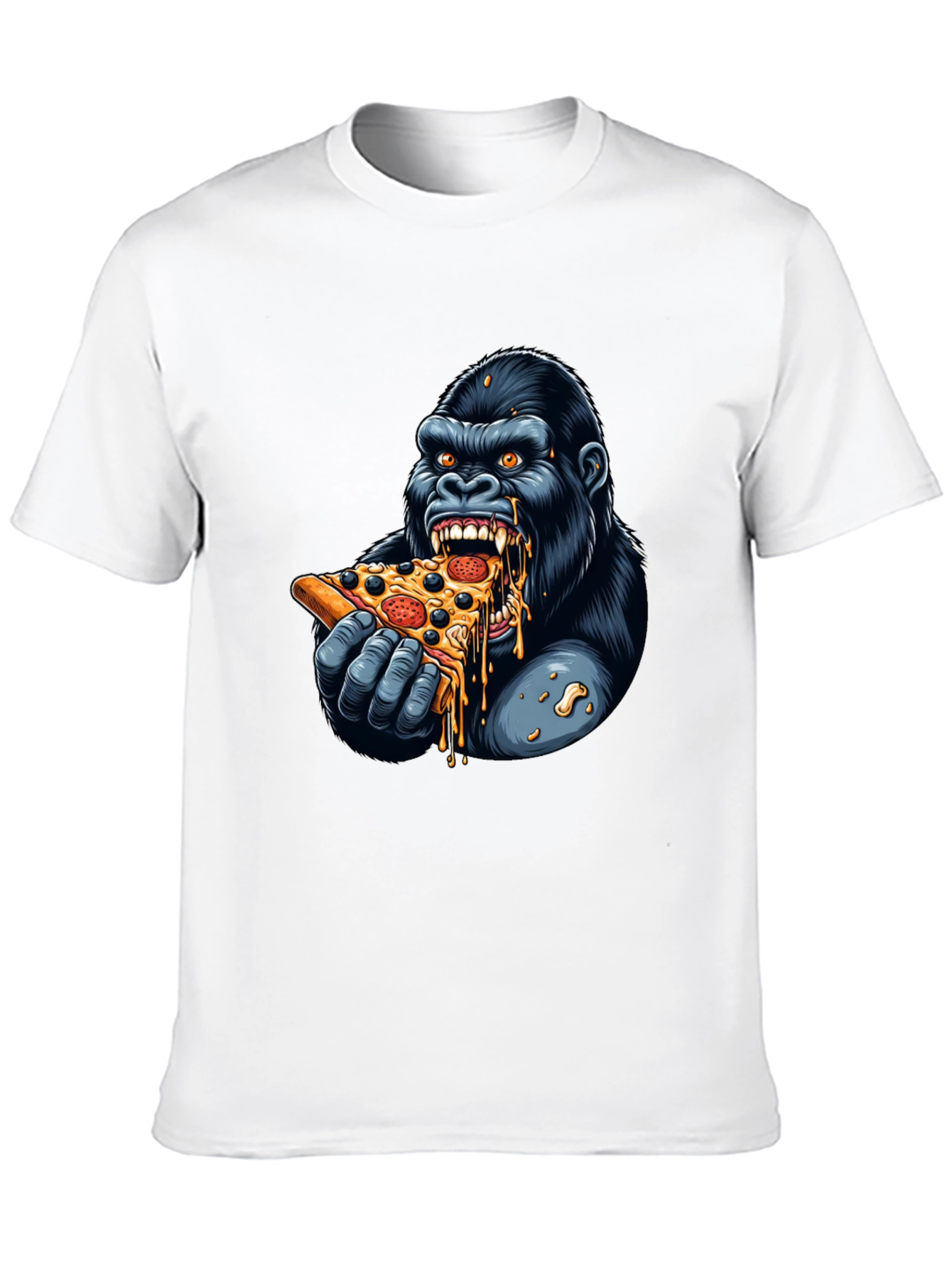 Gorilla Eating Pizza Graphic T-Shirt