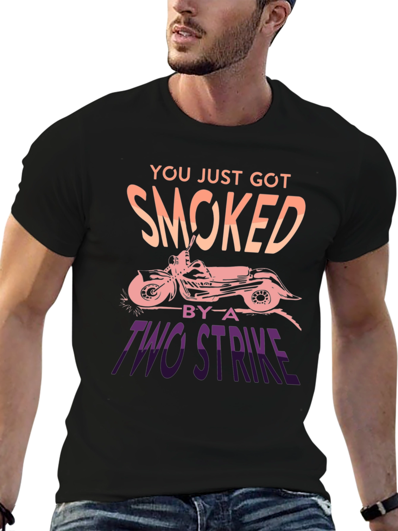 Smoked Two-Stroke Motorcycle Black T-Shirt