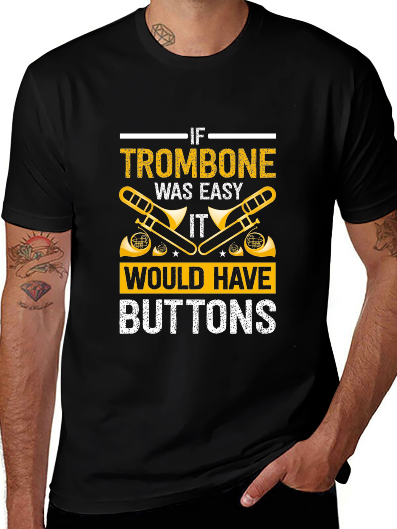 Trombone Easy Buttons T-Shirt - Musician Gift