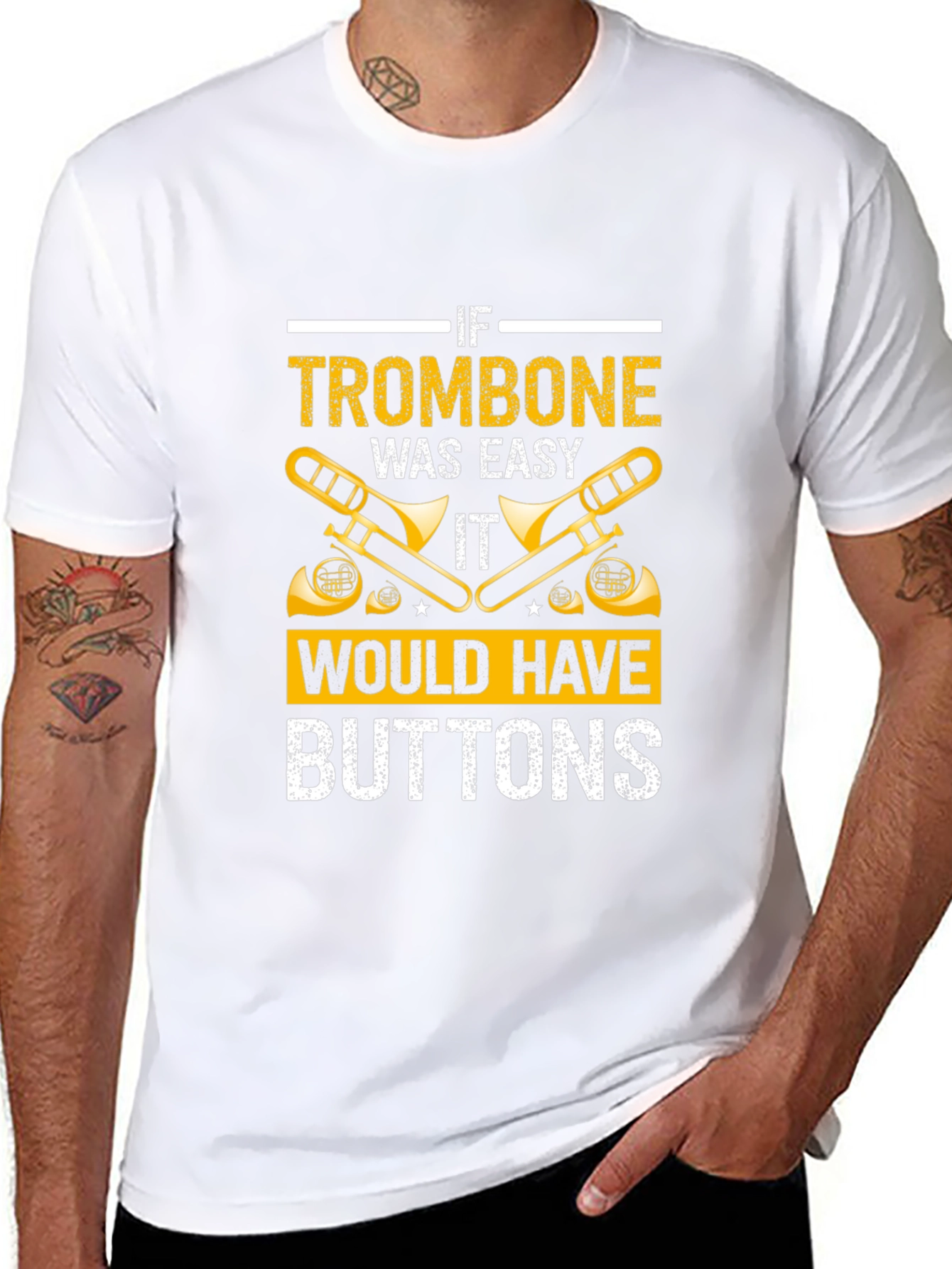 Trombone Easy Buttons T-Shirt - Musician Gift