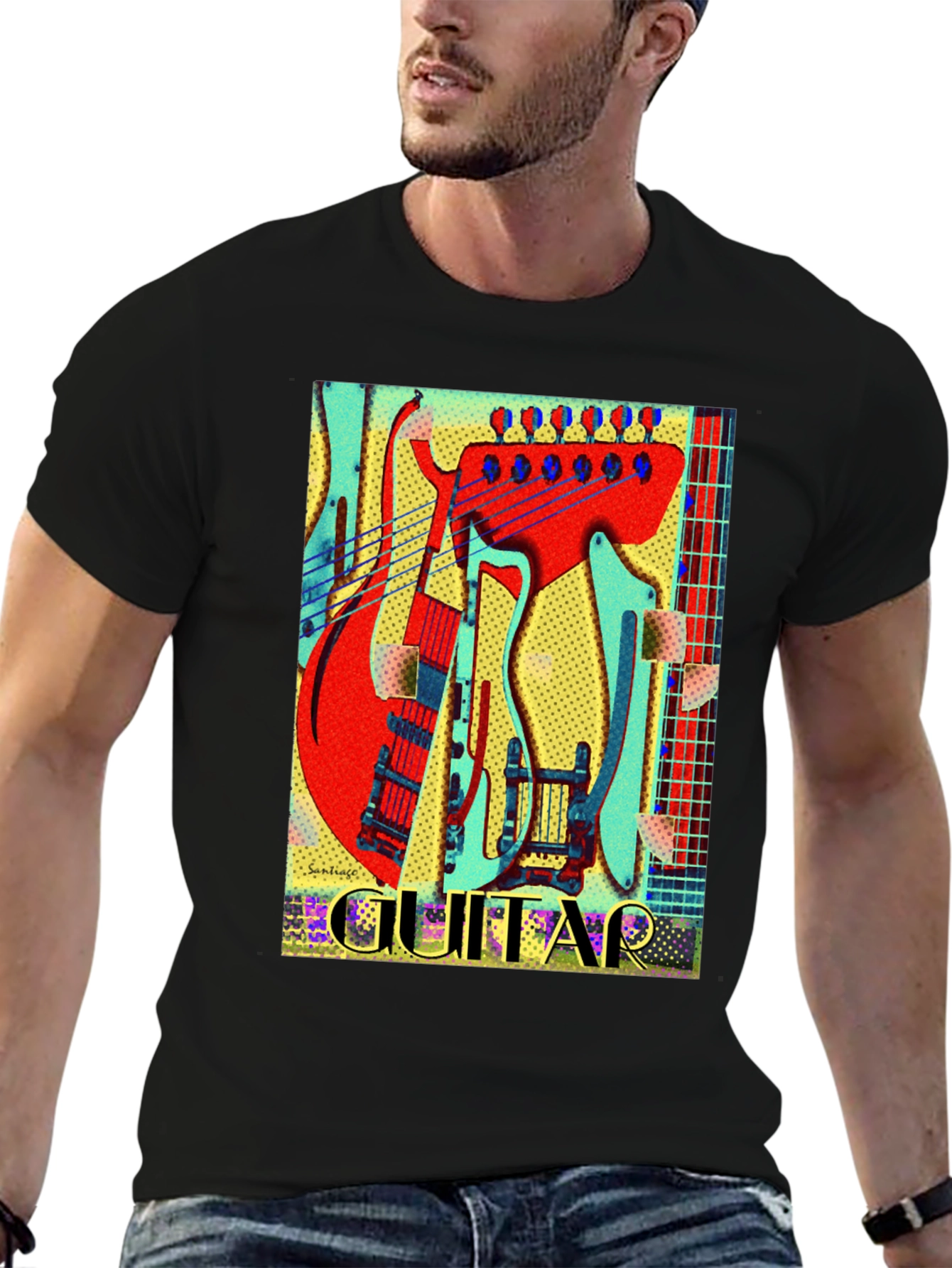 Electric Guitar Graphic Tee - Black