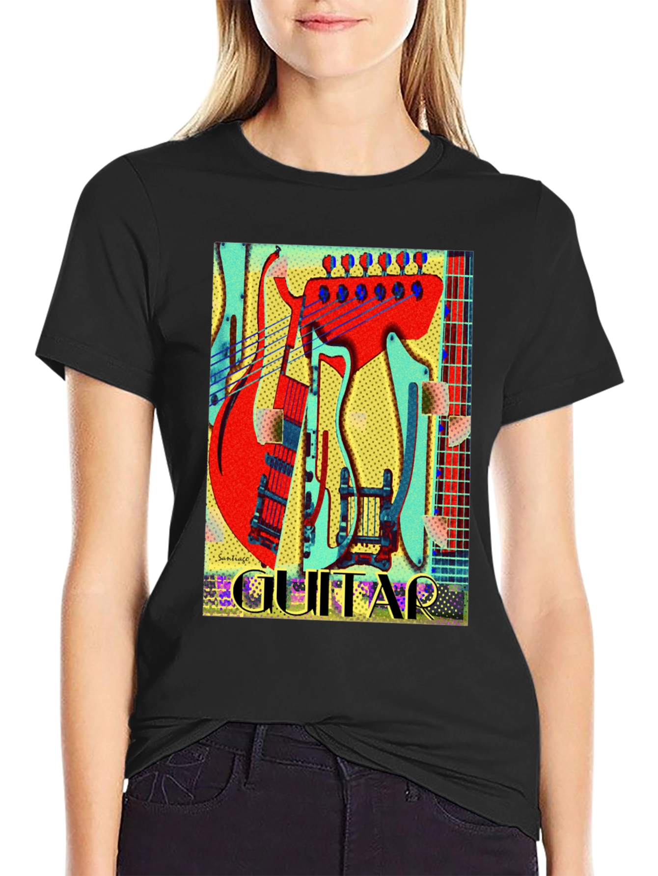 Electric Guitar Graphic Tee - Black