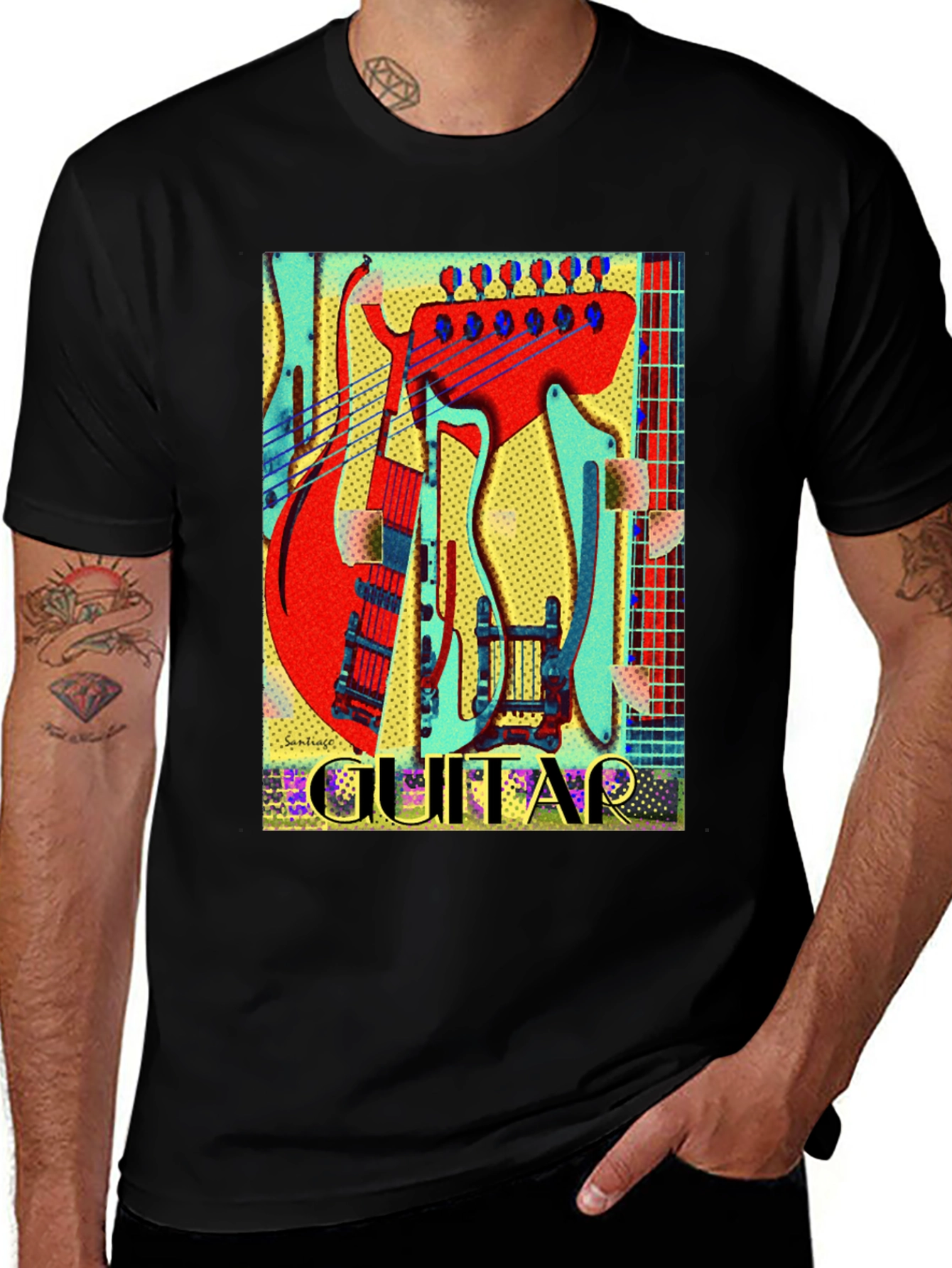 Electric Guitar Graphic Tee - Black