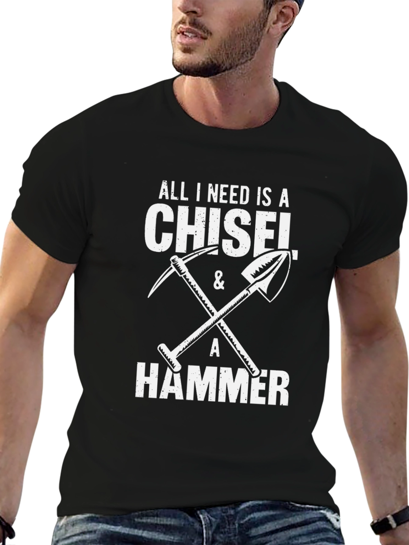 Chisel & Hammer Graphic Tee - Black Cotton T-Shirt