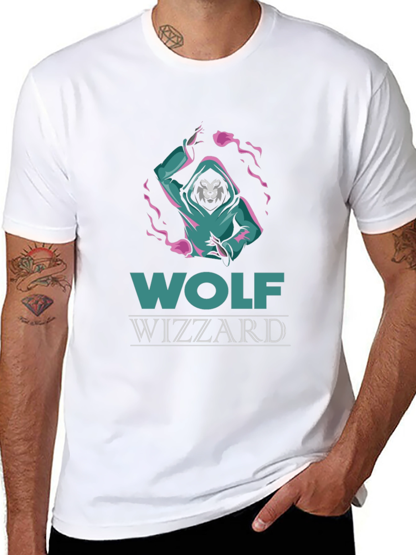 Wolf Wizzard Graphic Tee - Cool Black T-Shirt