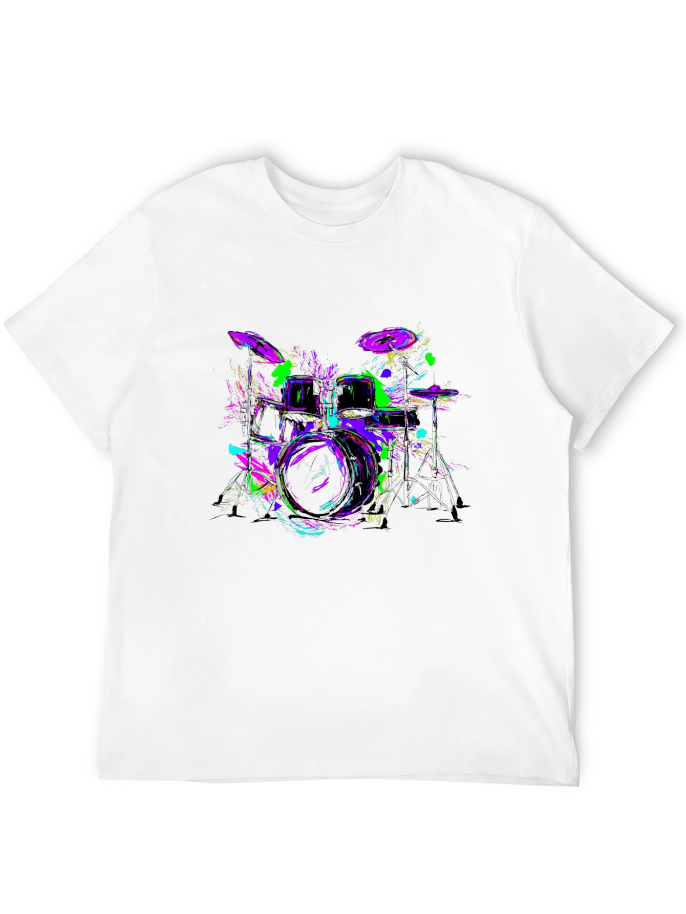 Neon Drum Kit Graphic Black T-Shirt