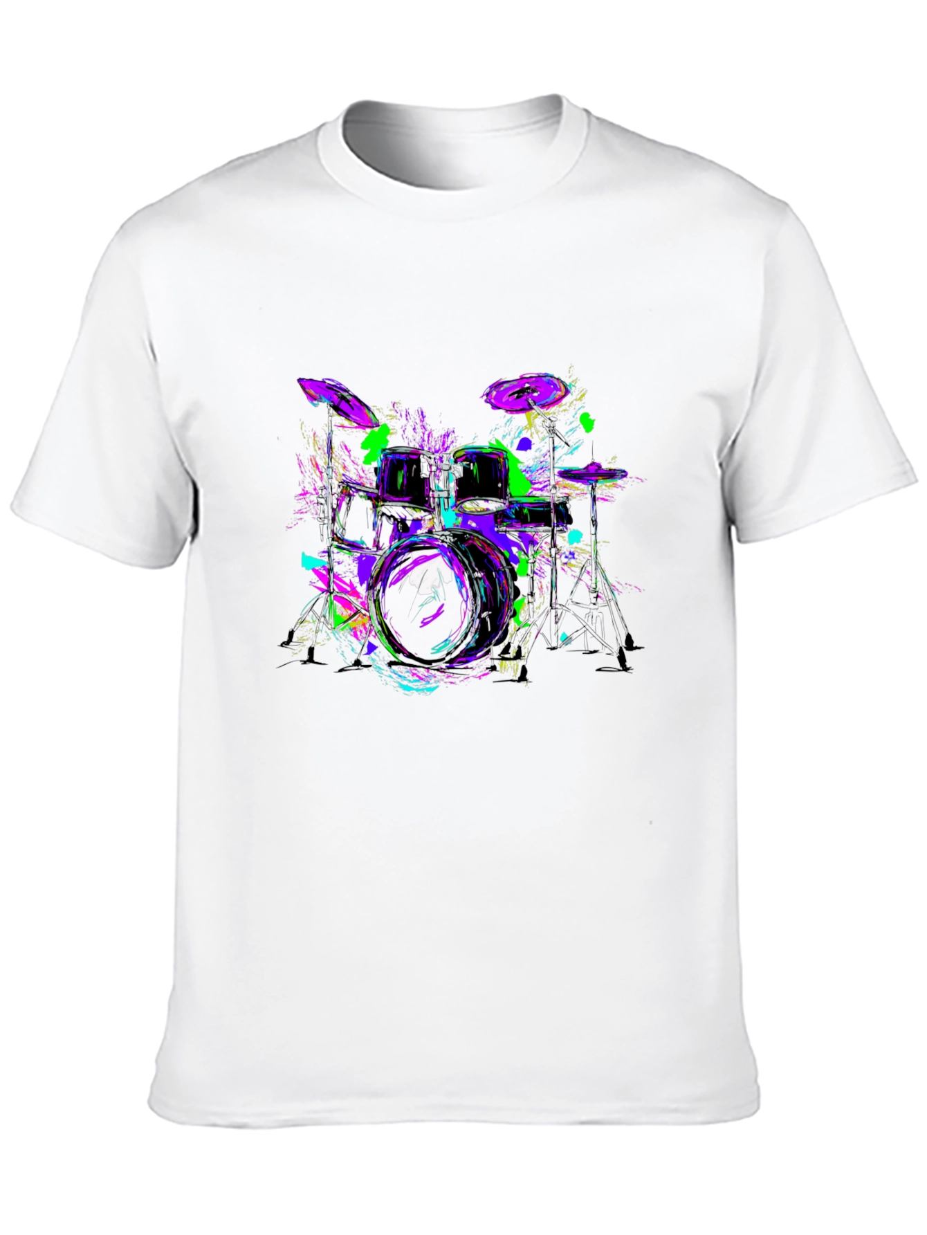 Neon Drum Kit Graphic Black T-Shirt