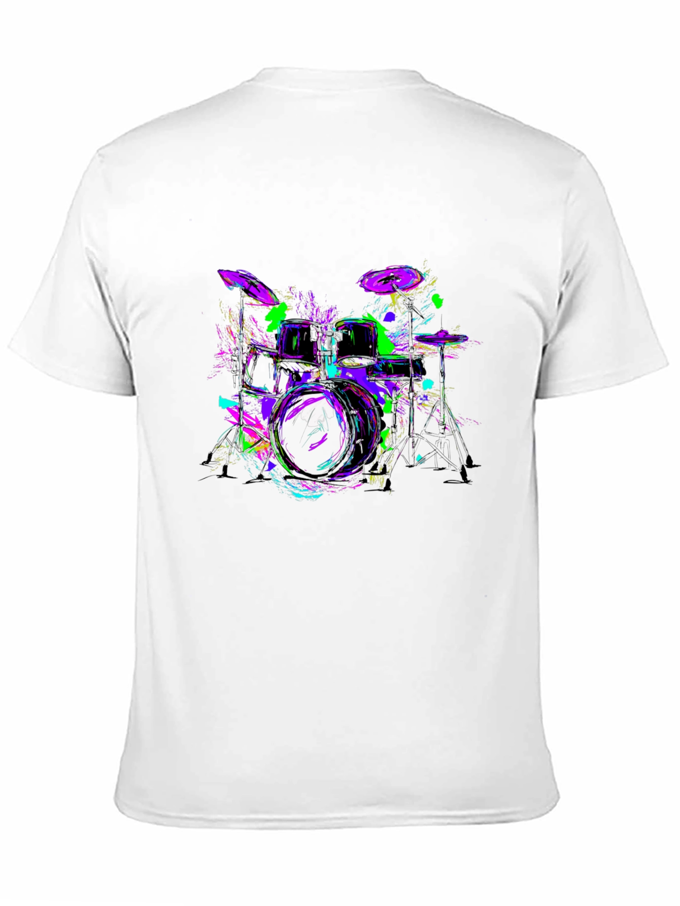 Neon Drum Kit Graphic Black T-Shirt