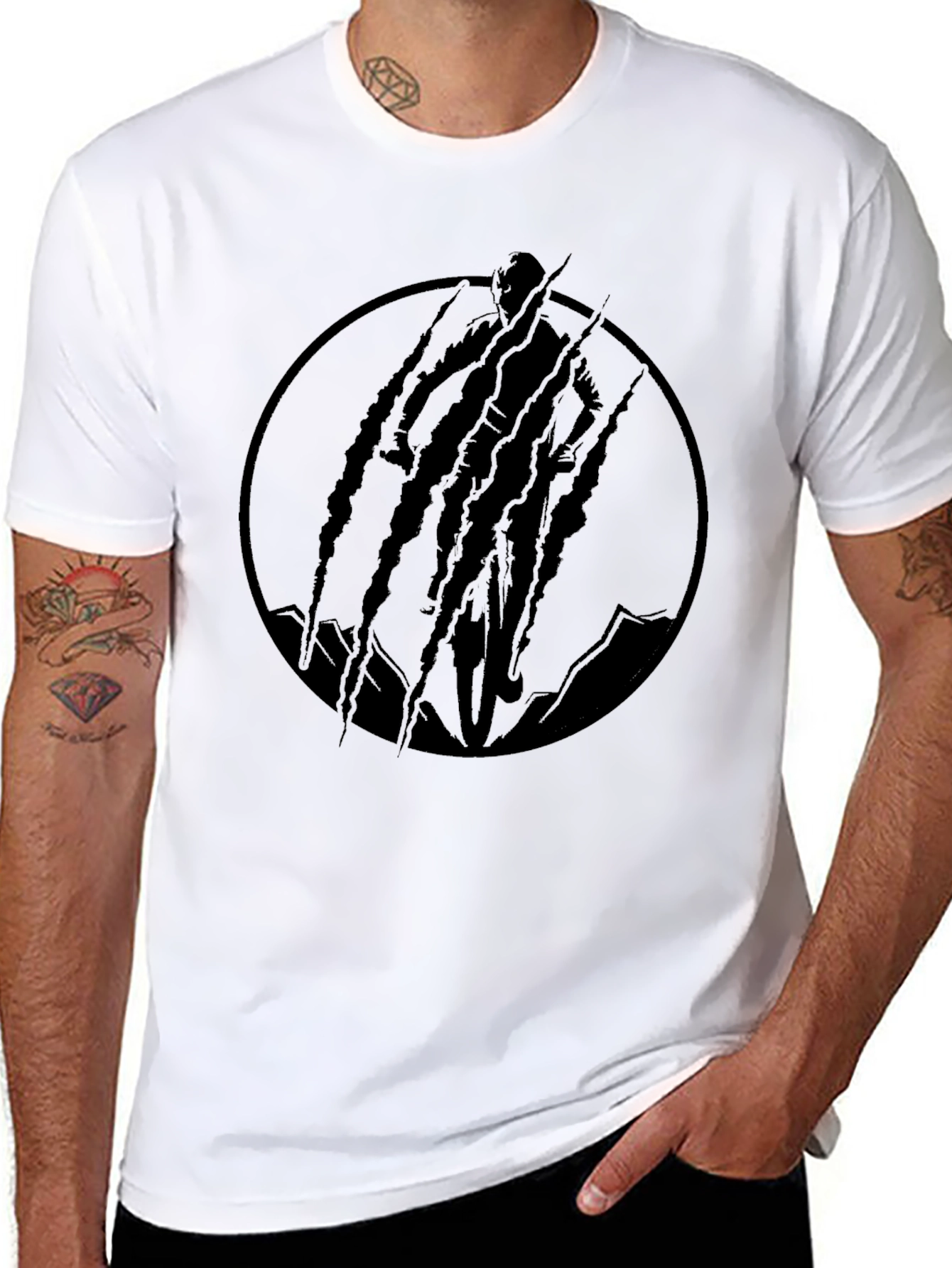 Mens Black Graphic T-Shirt - Claw Design
