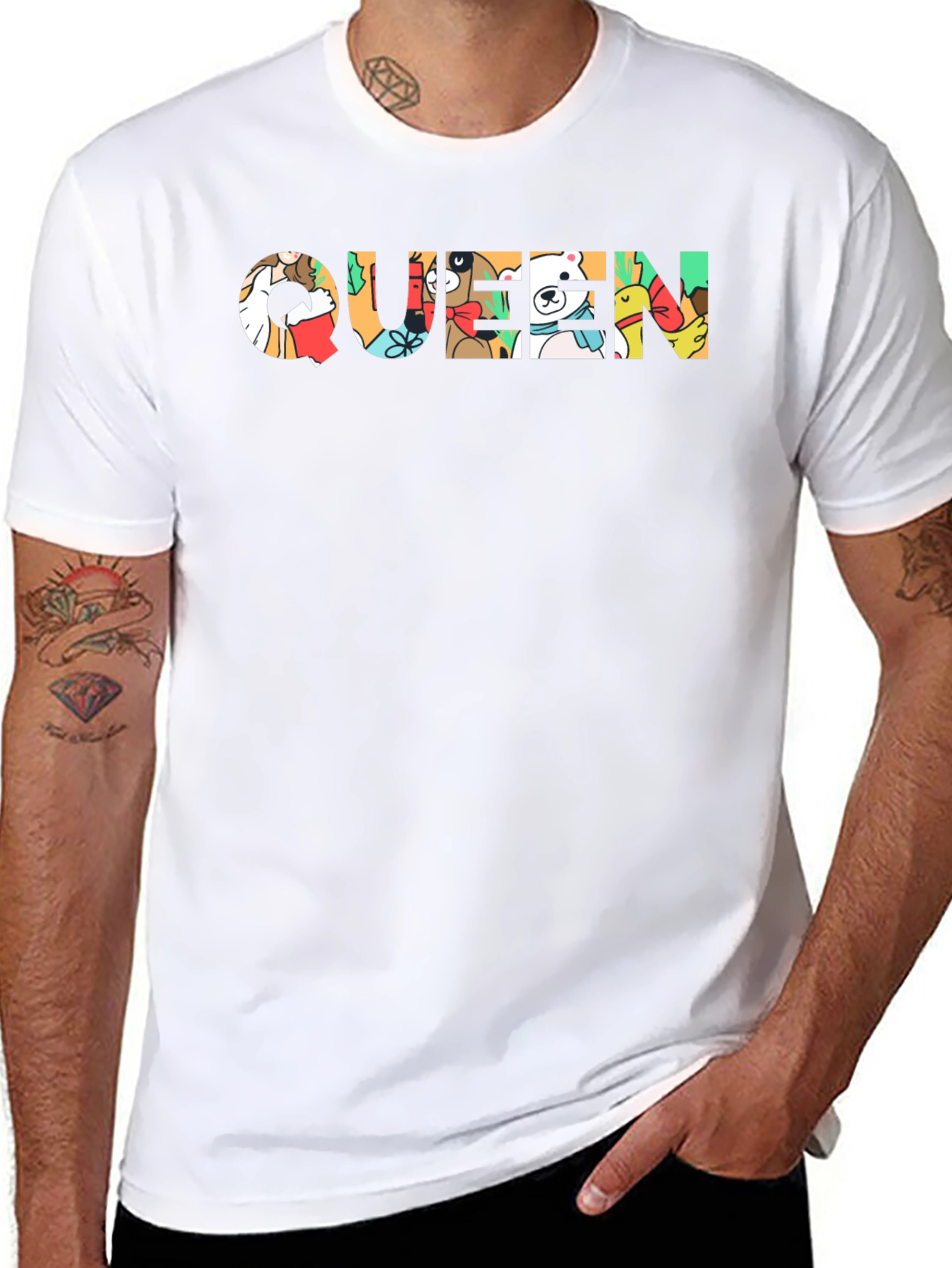 Queen Cartoon Graphic Black Tee Shirt