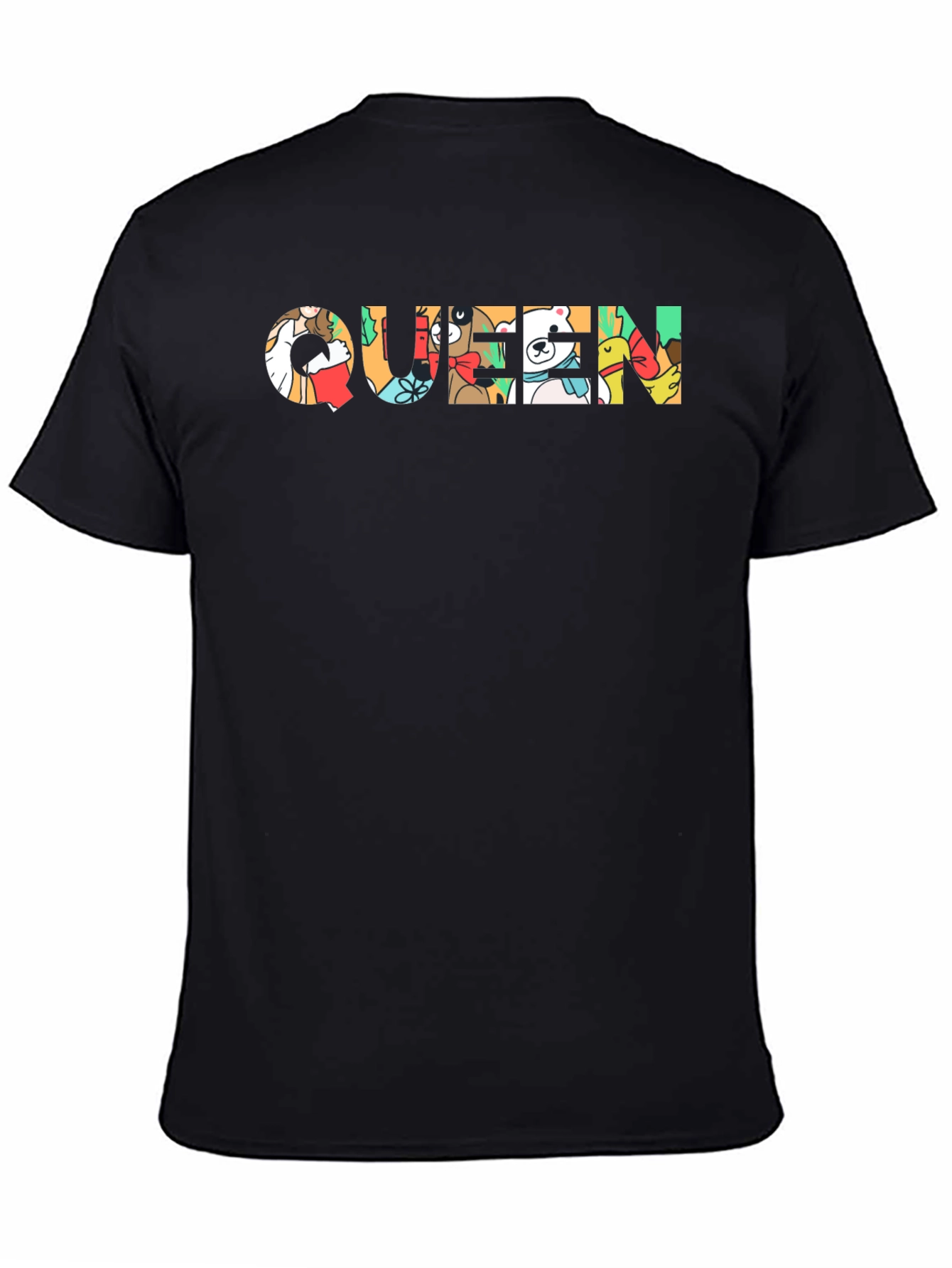 Queen Cartoon Graphic Black Tee Shirt
