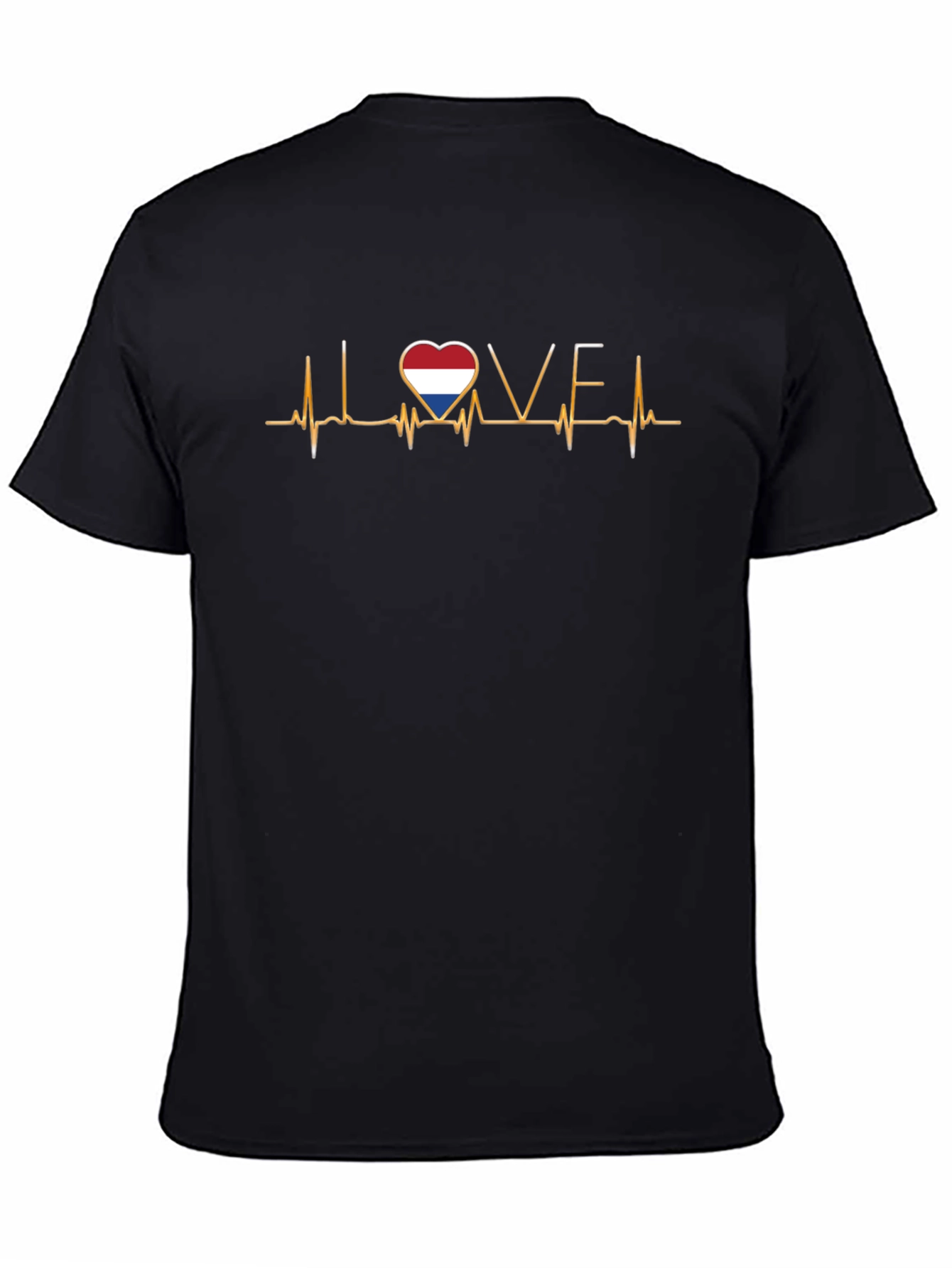 I Love Netherlands Heartbeat Graphic Tee - Black