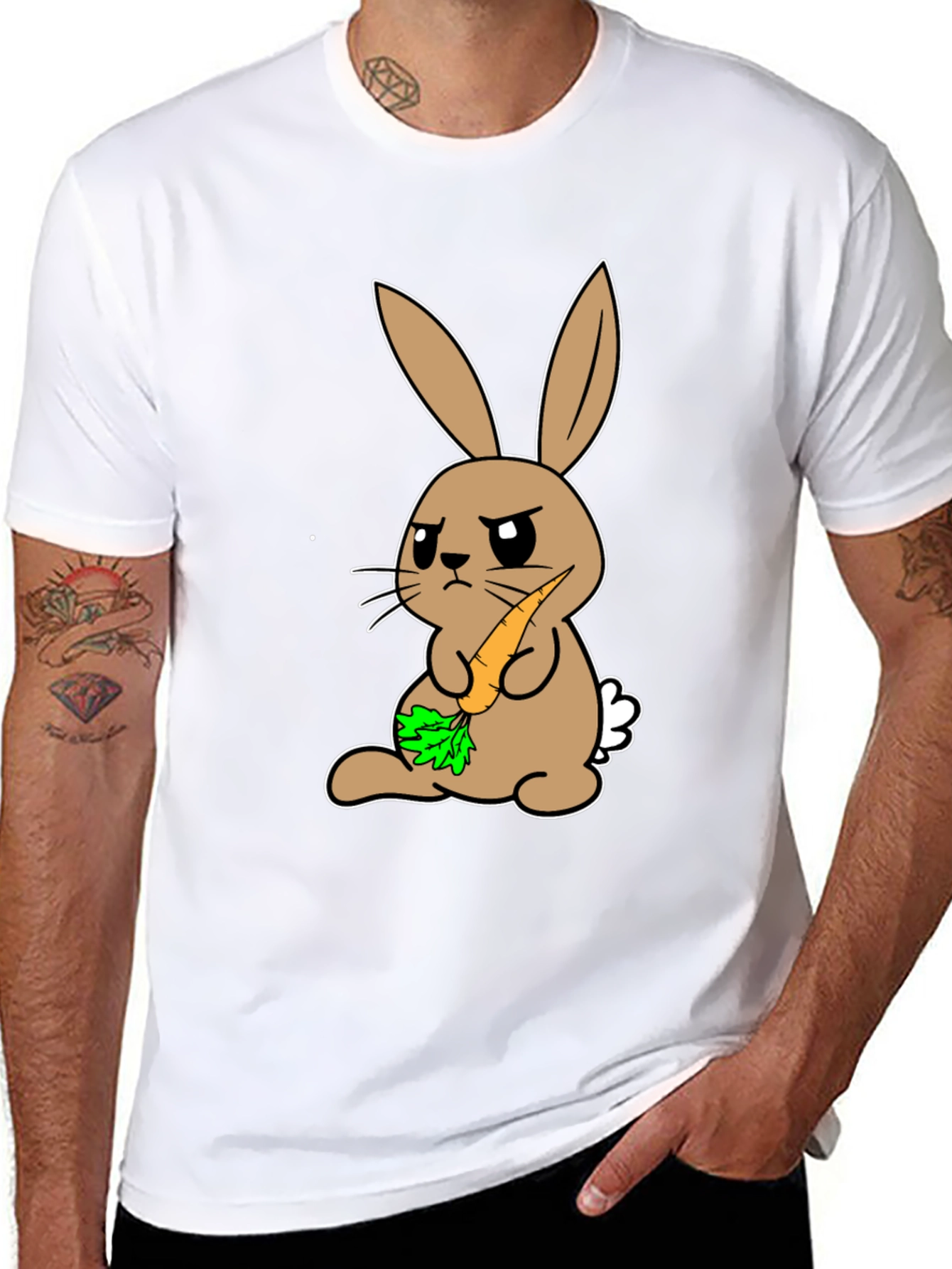 Grumpy Bunny Carrot T-Shirt - Unisex Black Tee