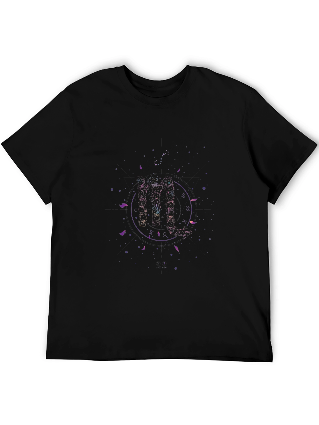 Mens Black T-Shirt with Zodiac Graphic