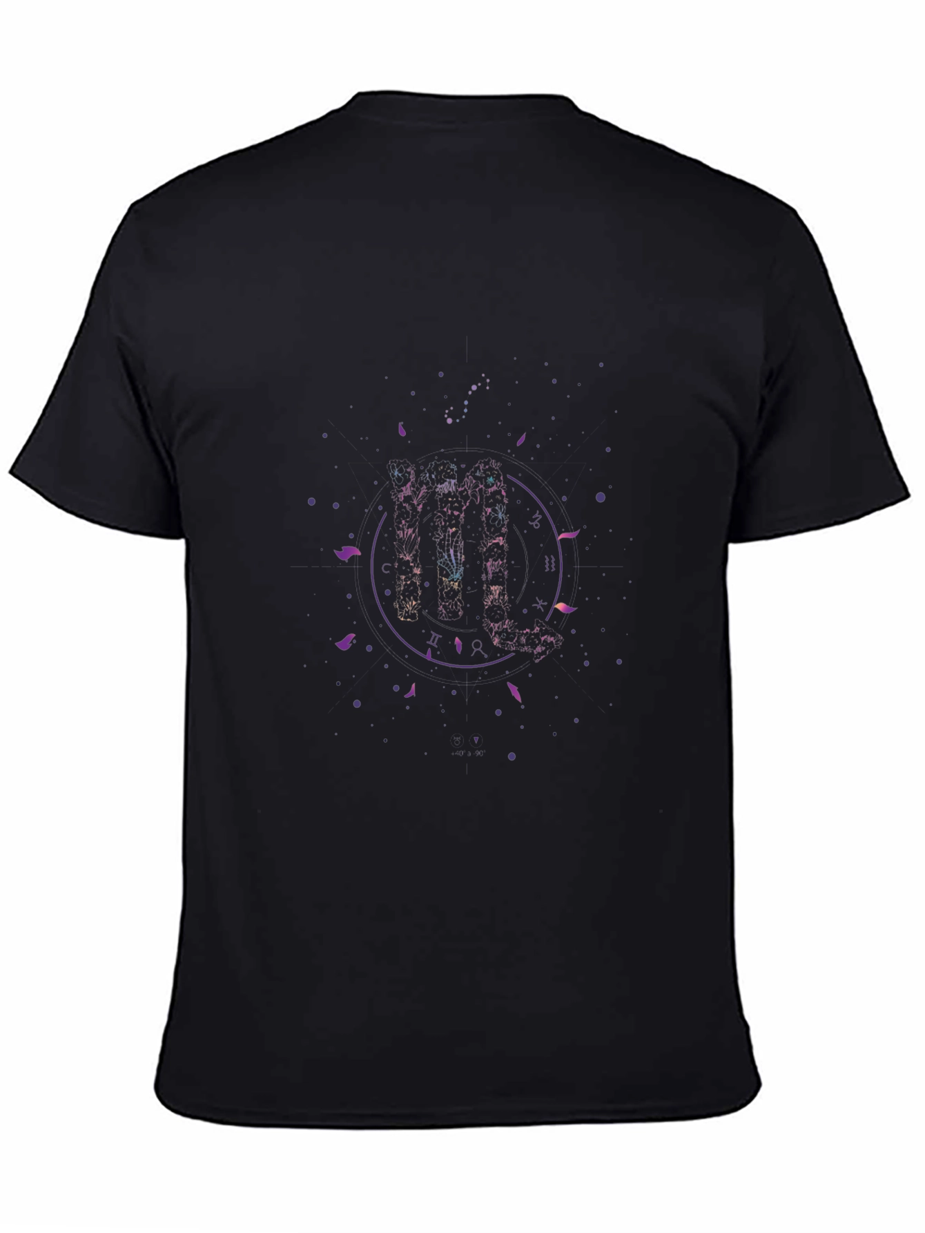 Mens Black T-Shirt with Zodiac Graphic