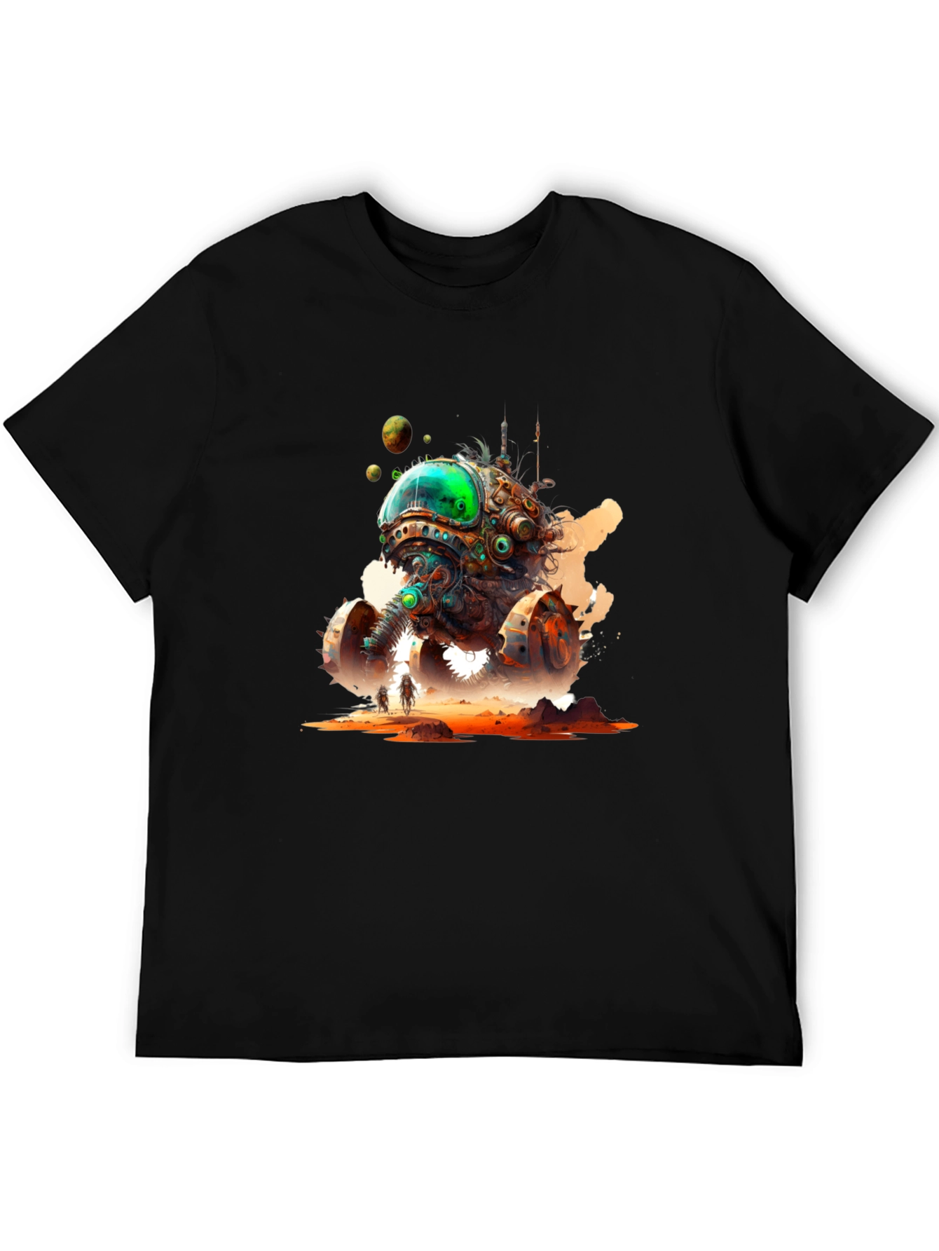 Steampunk Alien Invasion Graphic Tee - Black