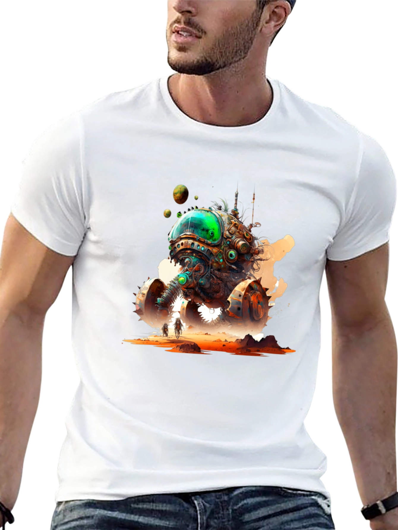 Steampunk Alien Invasion Graphic Tee - Black