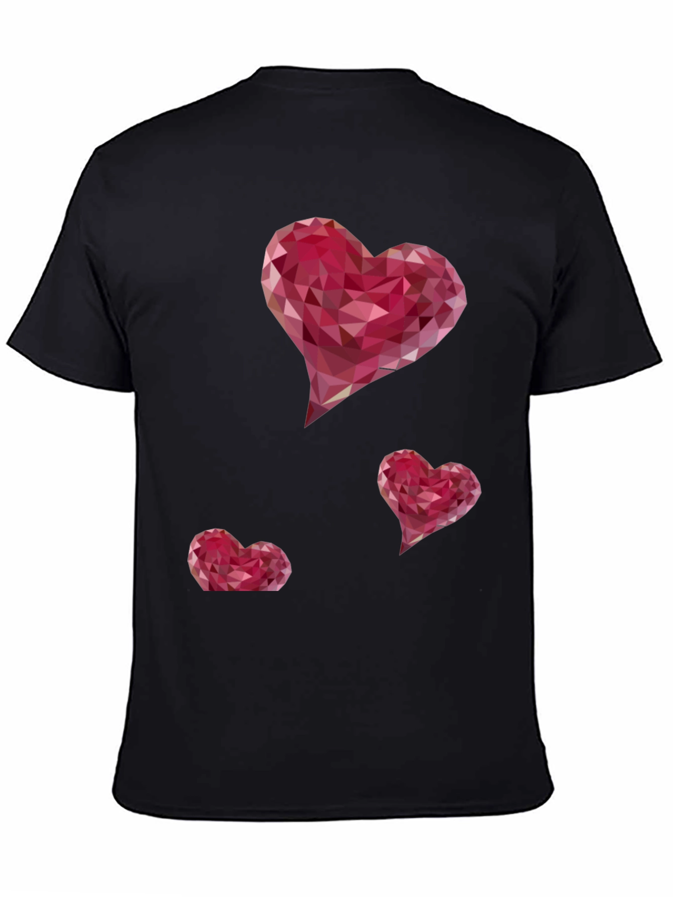 Geometric Heart Print Black T-Shirt