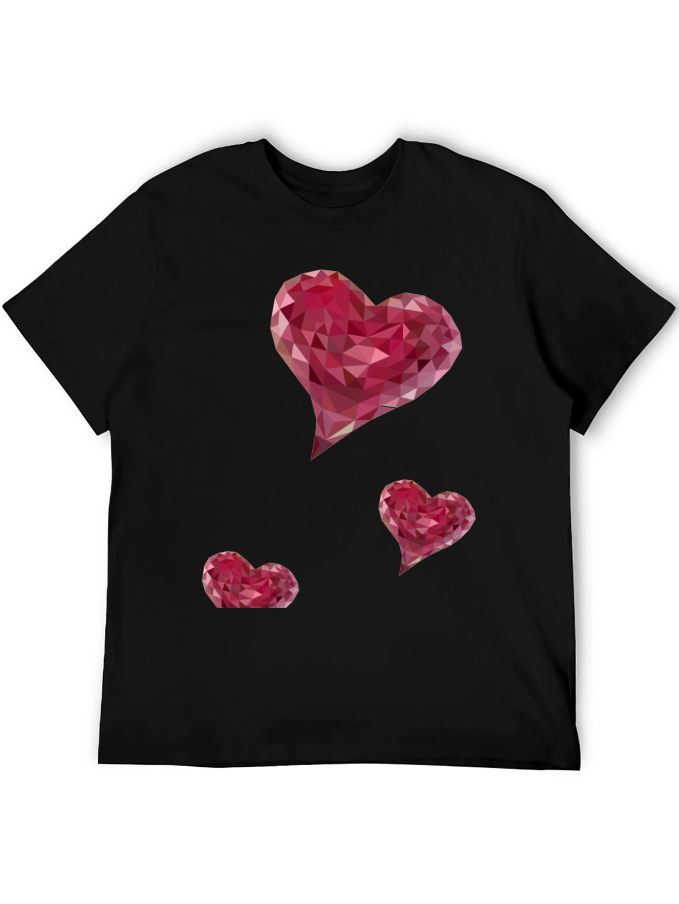 Geometric Heart Print Black T-Shirt