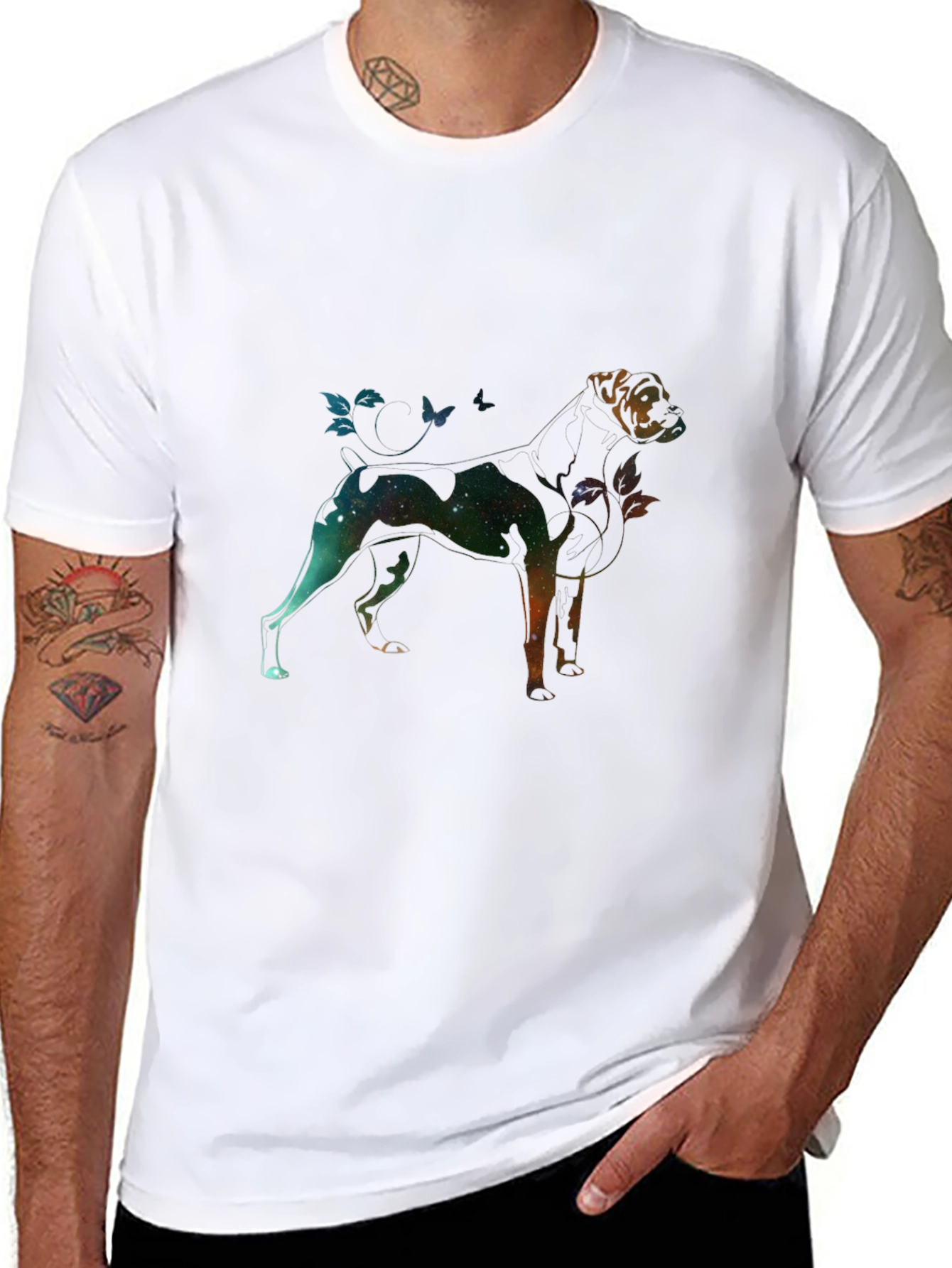 Galaxy Dog Graphic Tee - Black Unisex T-Shirt