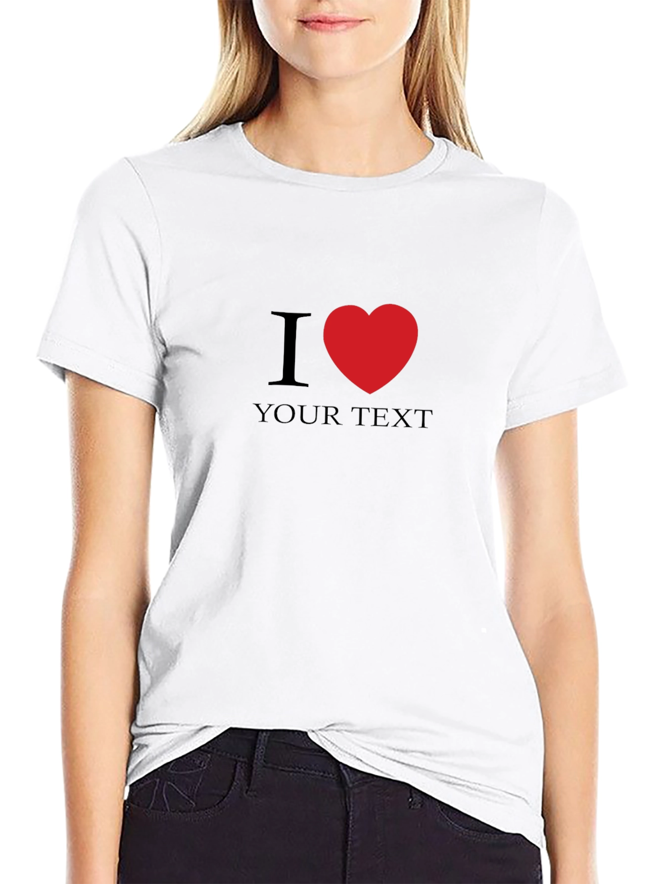 I Heart Custom Text Black T-Shirt