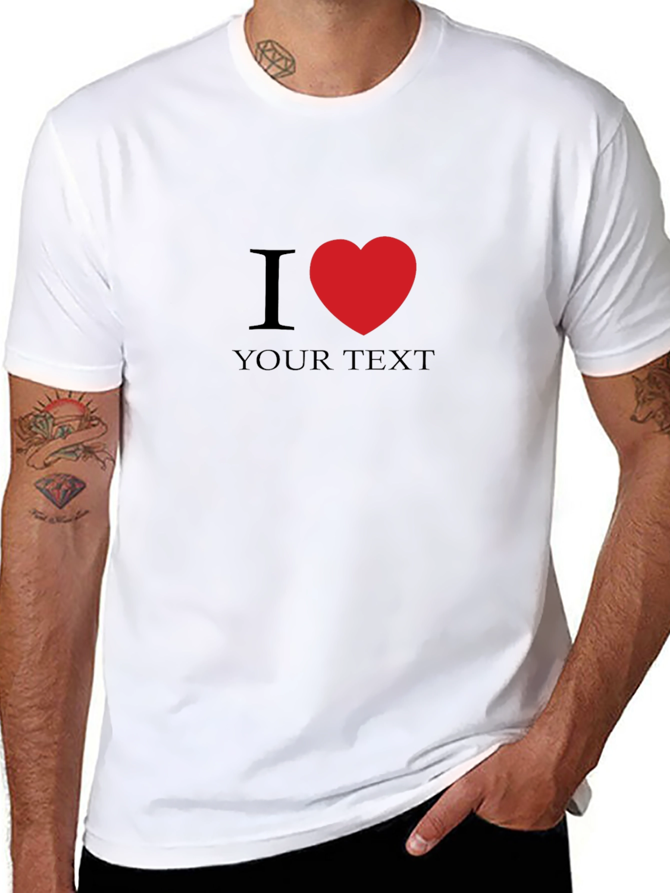 I Heart Custom Text Black T-Shirt