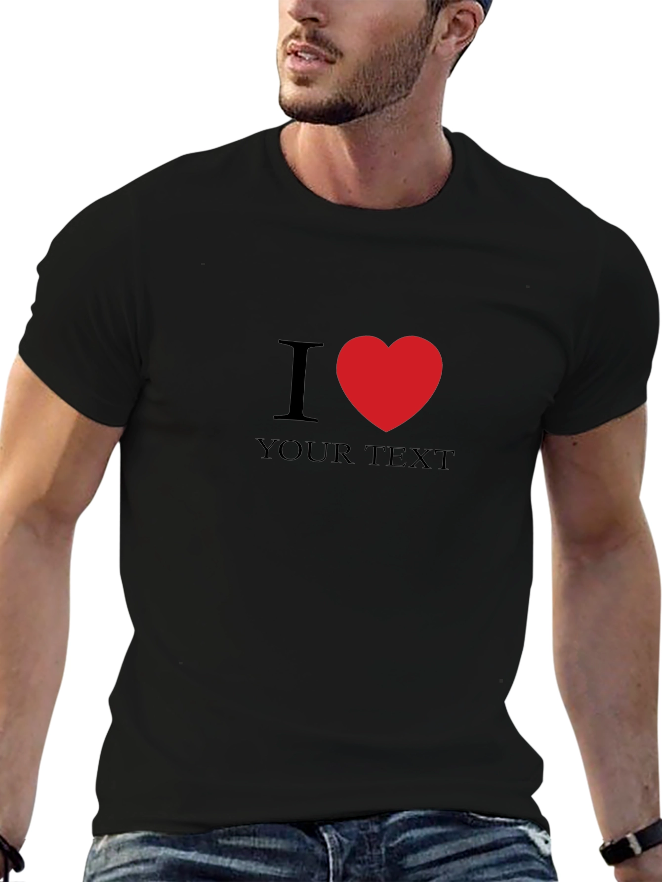 I Heart Custom Text Black T-Shirt