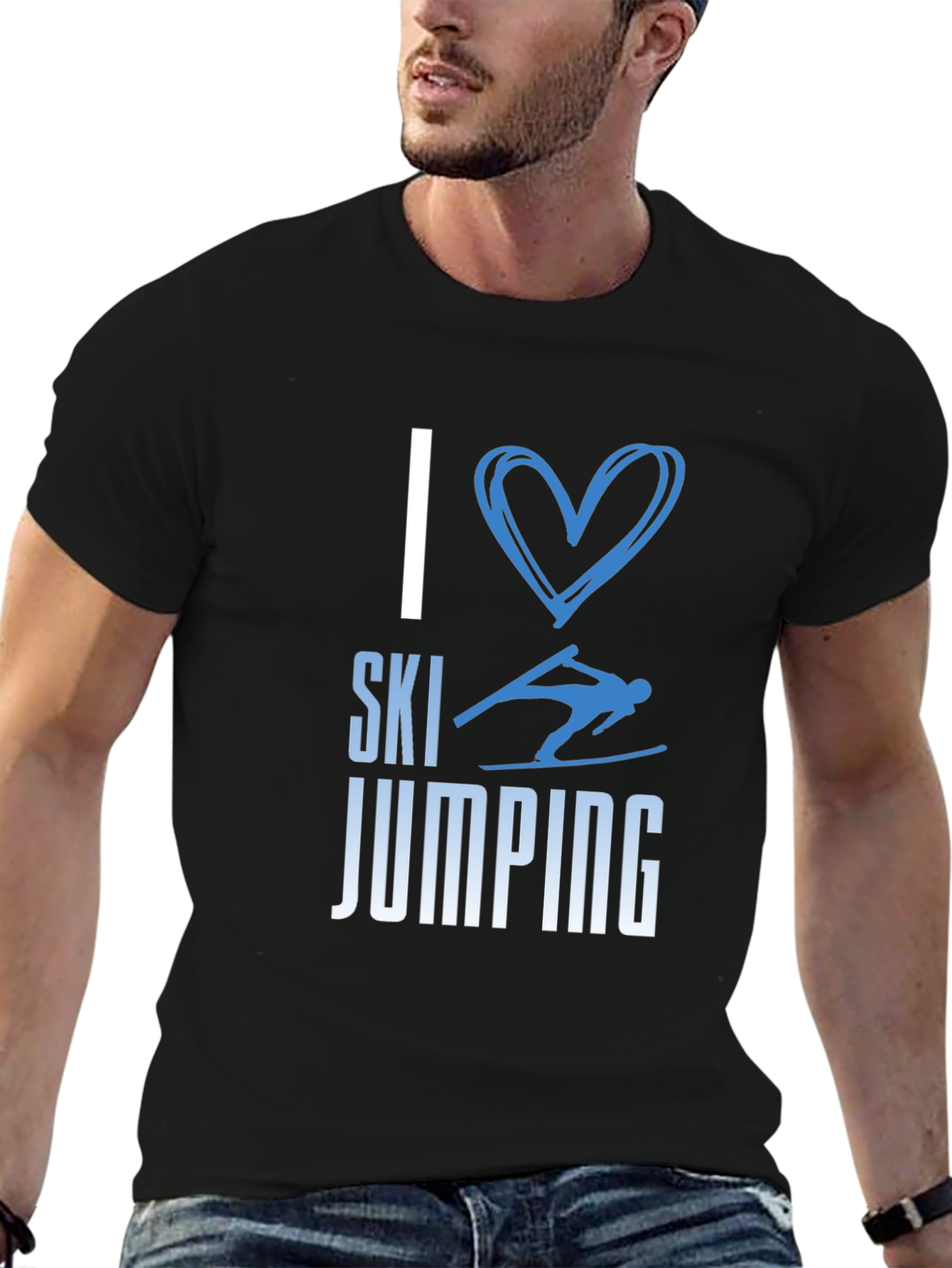 I Love Ski Jumping Tee - Stylish Graphic T-Shirt