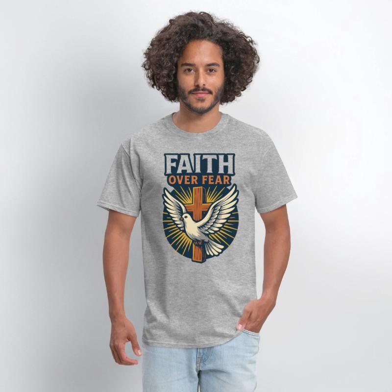 Faith Over Fear Cross & Dove T-Shirt Design
