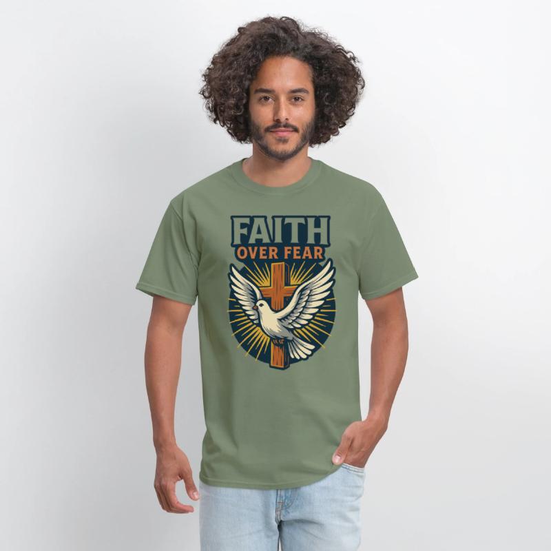 Faith Over Fear Cross & Dove T-Shirt Design