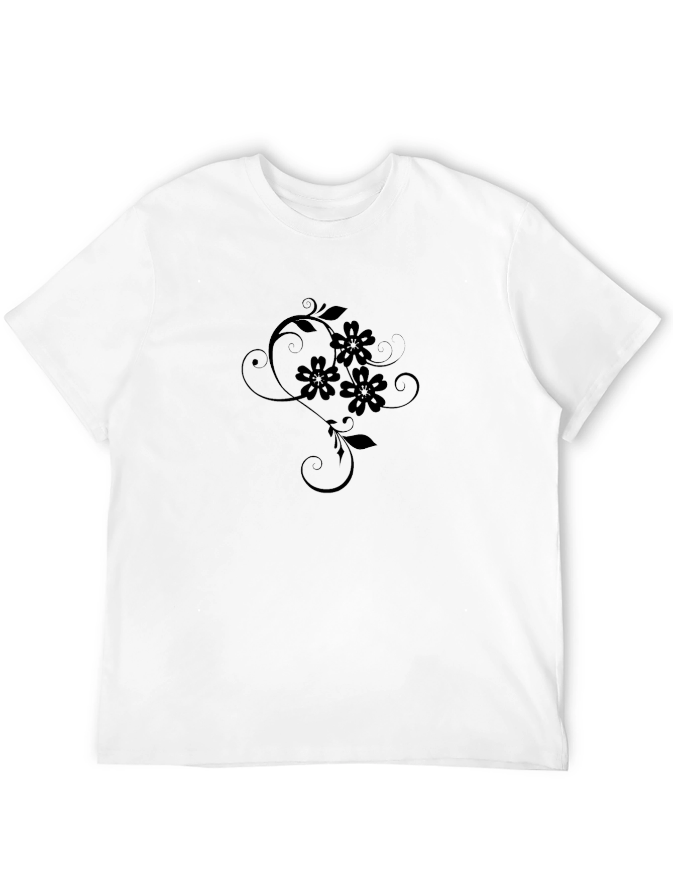 Elegant Black Floral Graphic T-Shirt