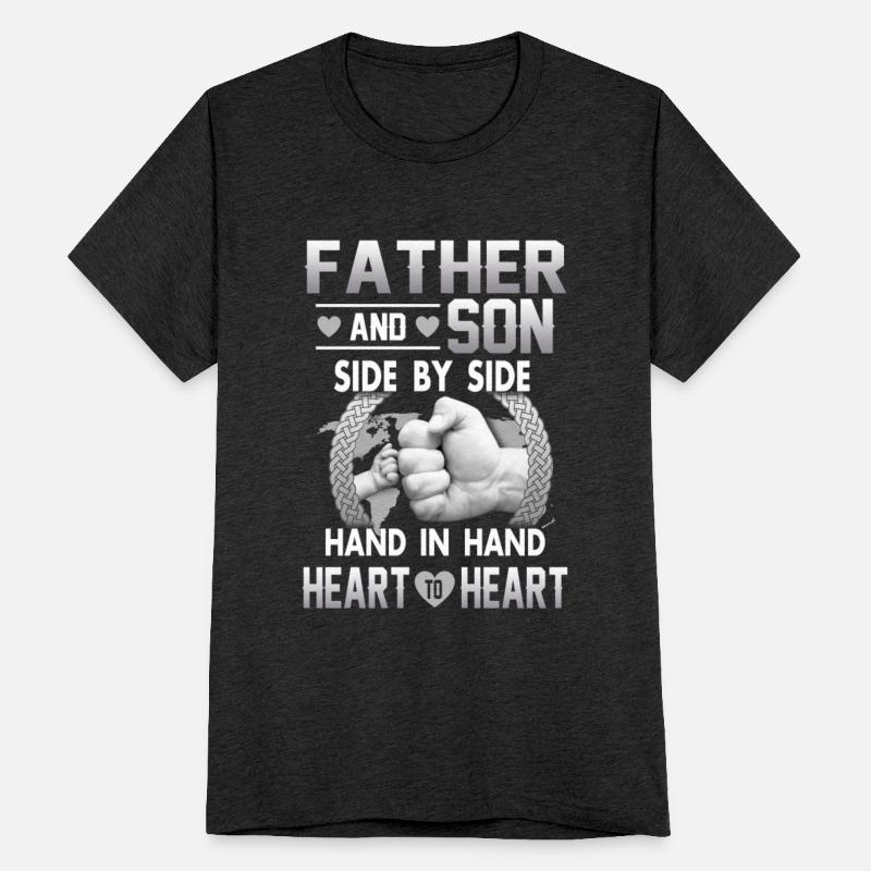 Father And Son Side By Side Hand In Hand Heart To